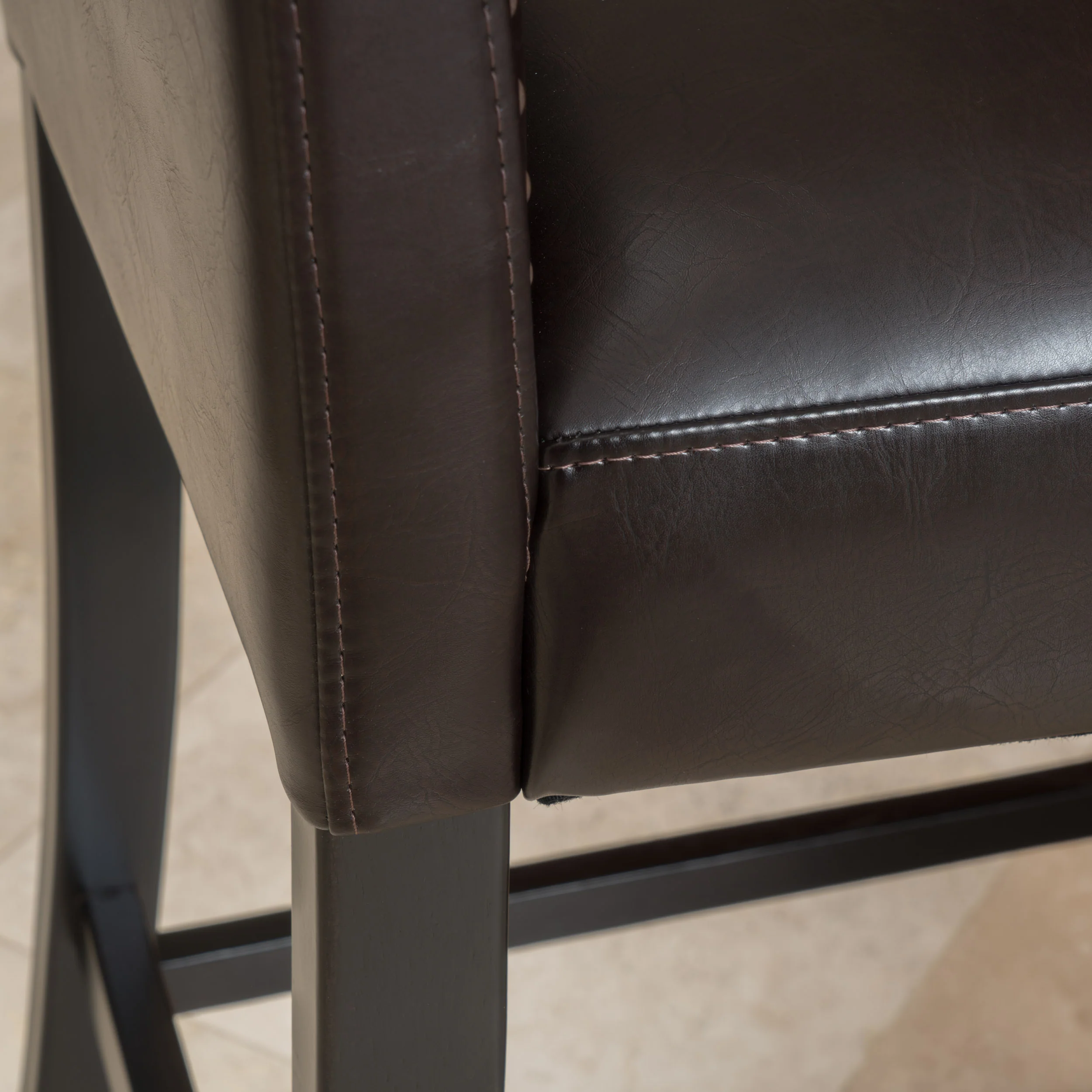 Maksman 27-Inch Brown Leather Counter Stools (Set of 2) - furnishings