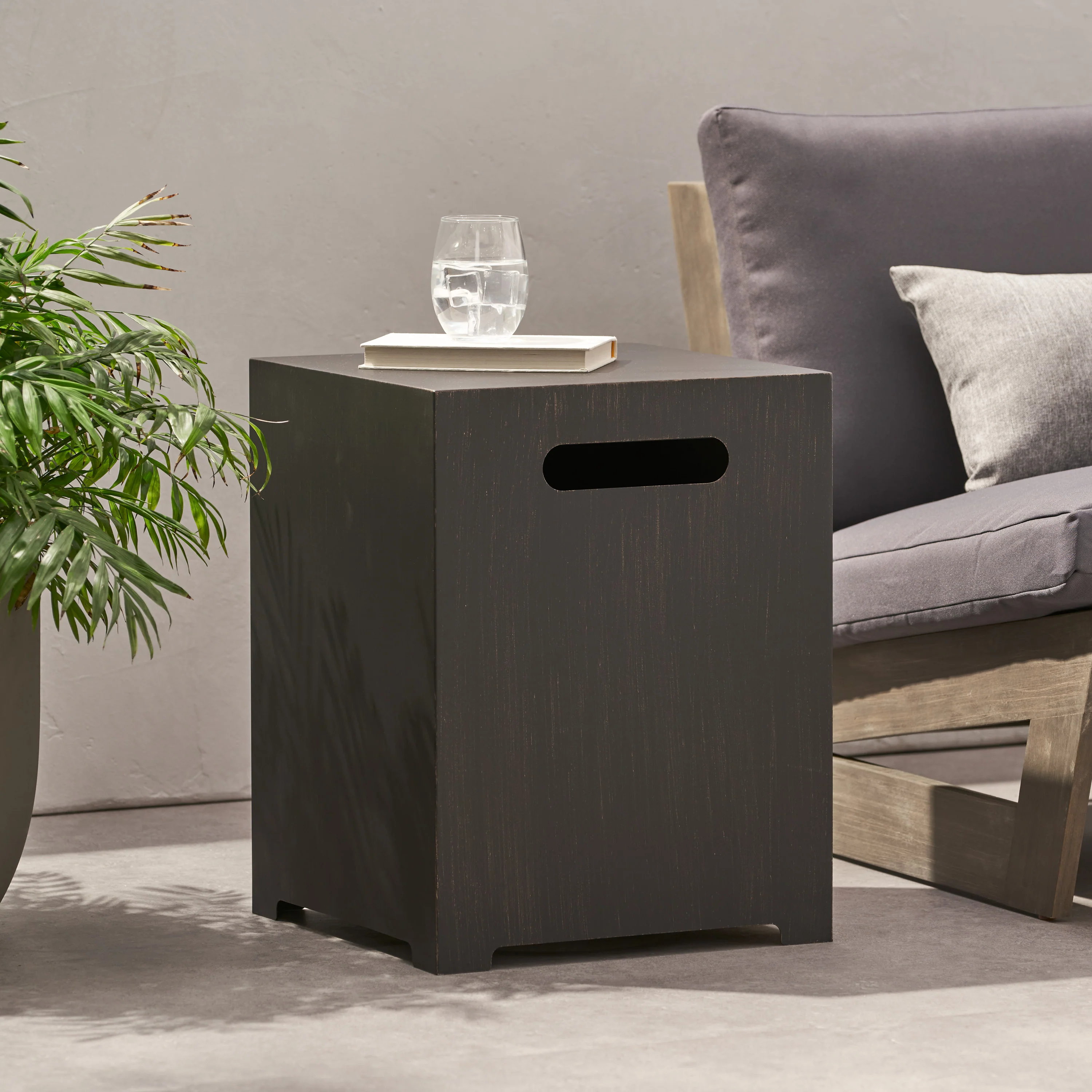 Jasmine Outdoor Metal Tank Holder Side Table - furnishings