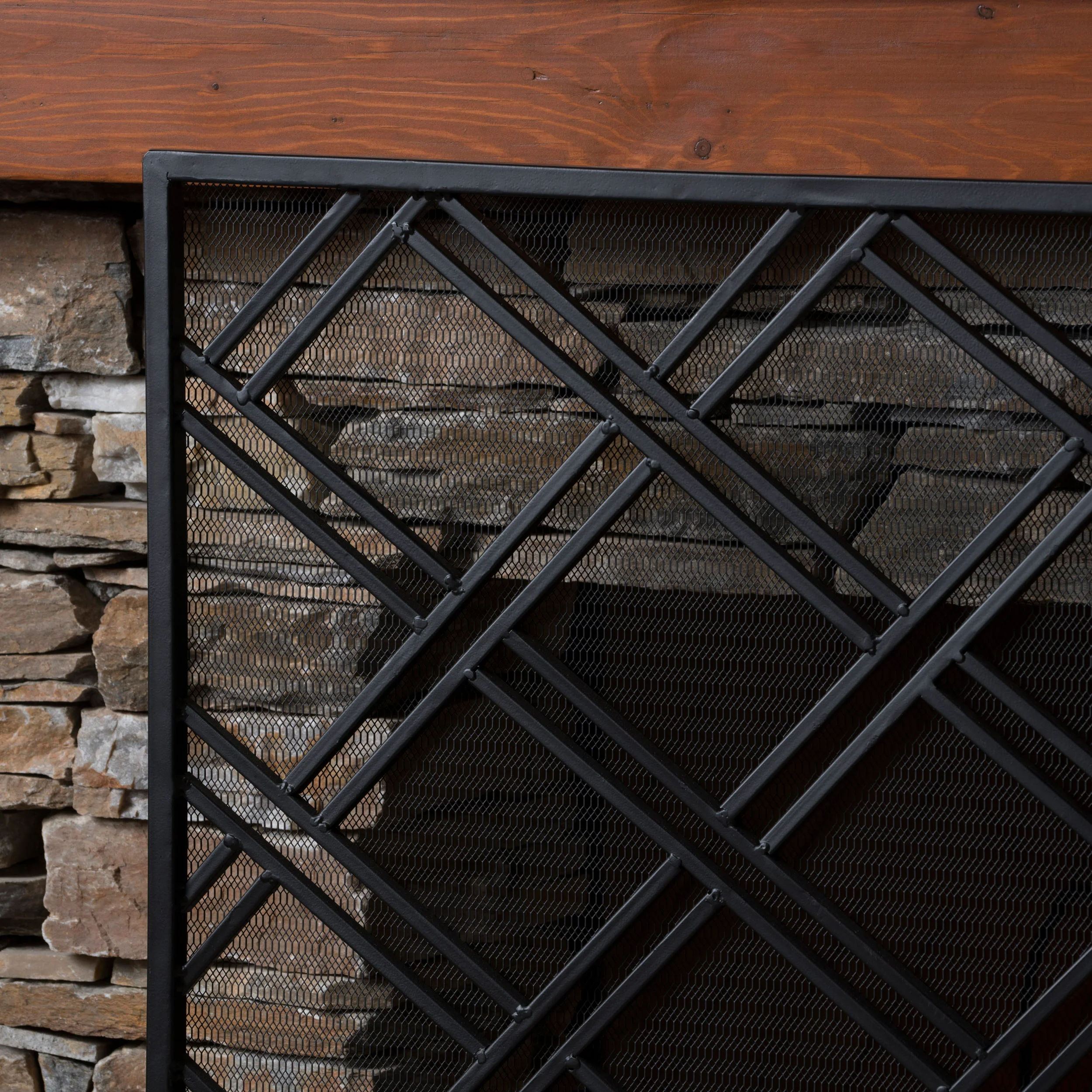 Josette Contemporary Single-Panel Iron Fireplace Screen - furnishings