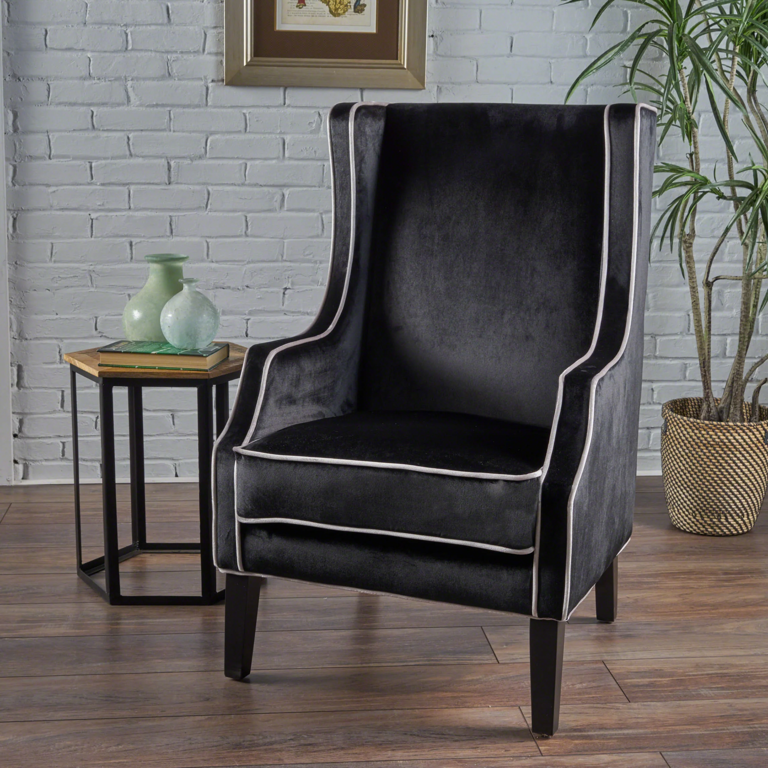 Edell Velvet Wingback Accent Chair - furnishings