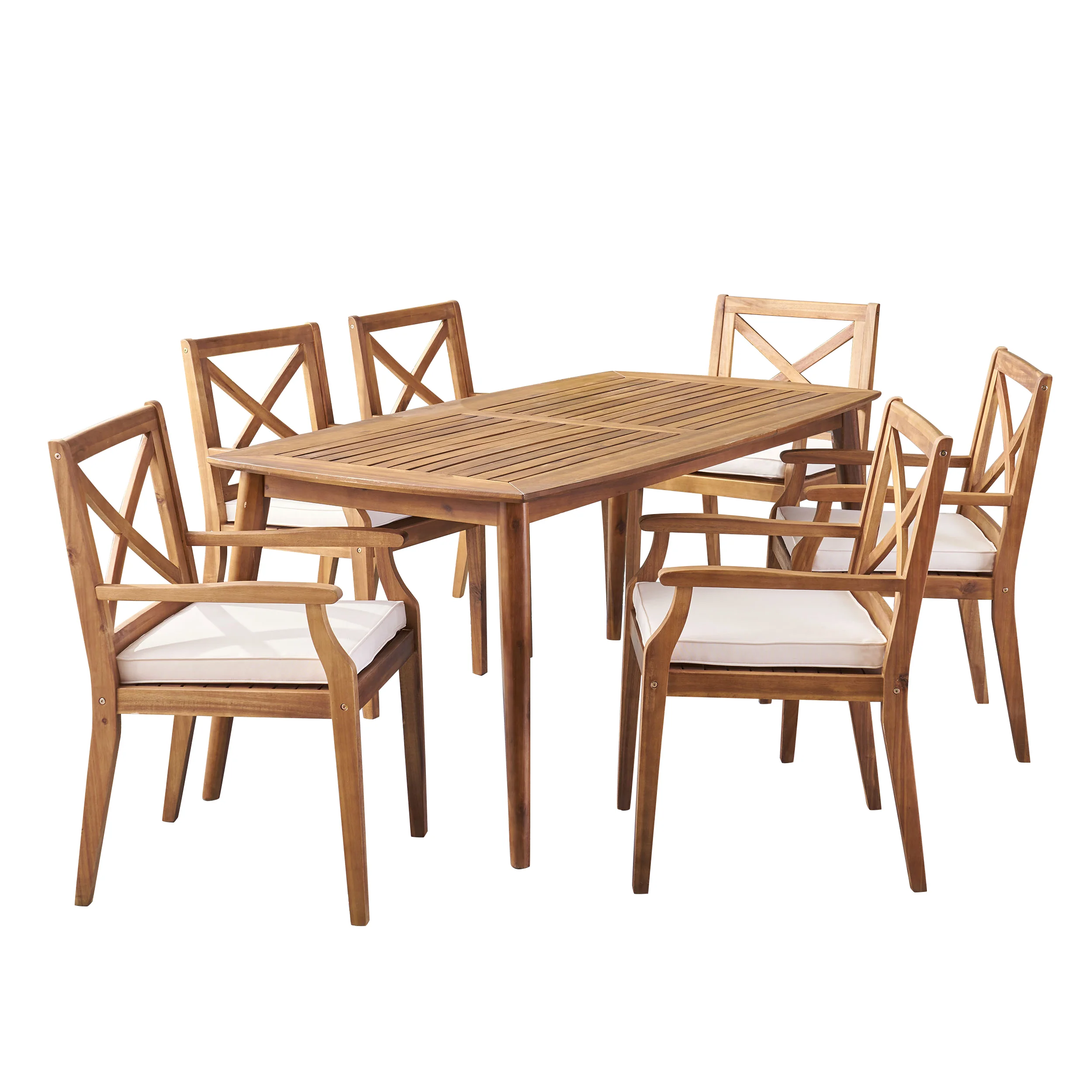 Divyansh Outdoor 7 Piece Acacia Wood Dining Set - furnishings