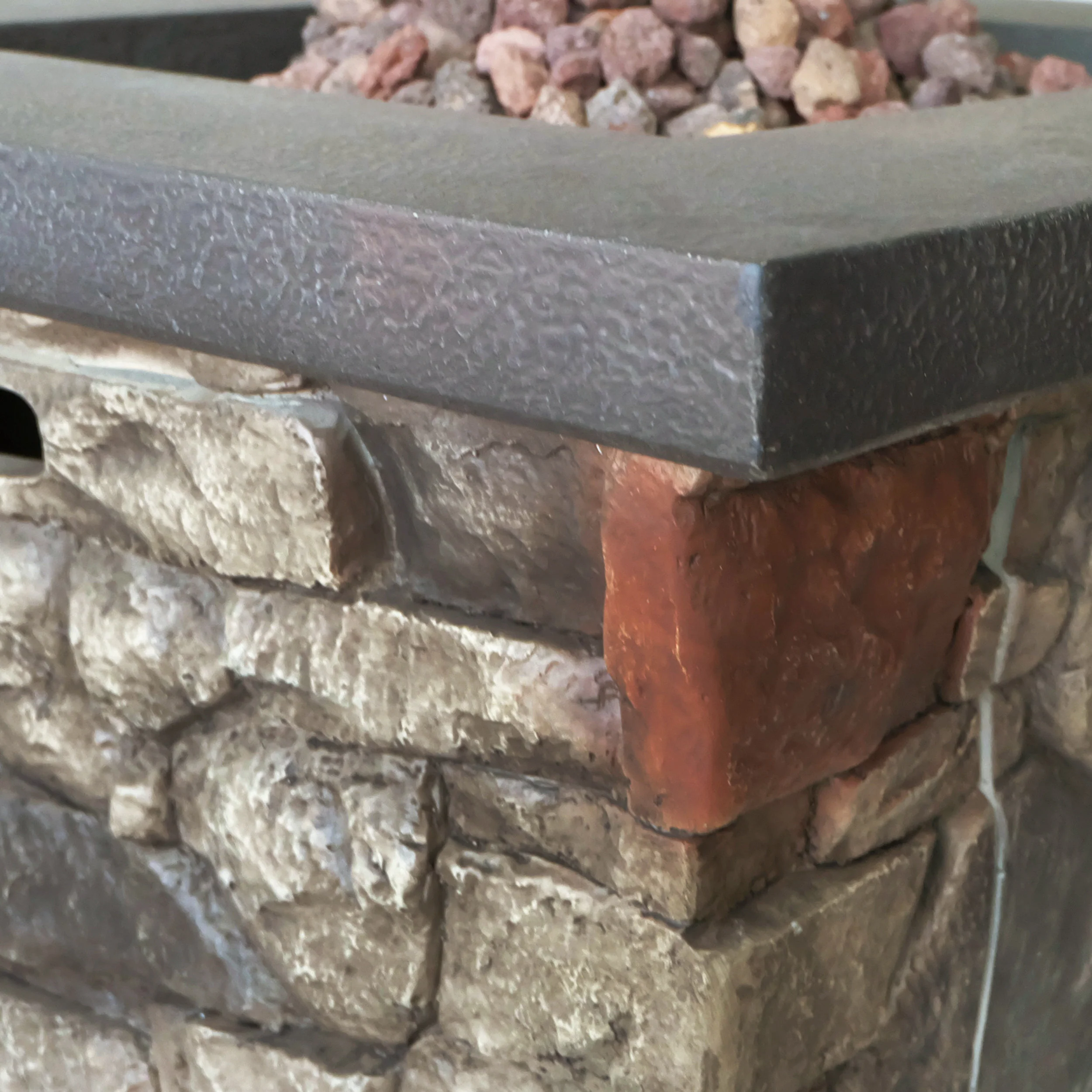 Alyna Outdoor Stone Finished Square Fire Pit - 40000 BTU - furnishings
