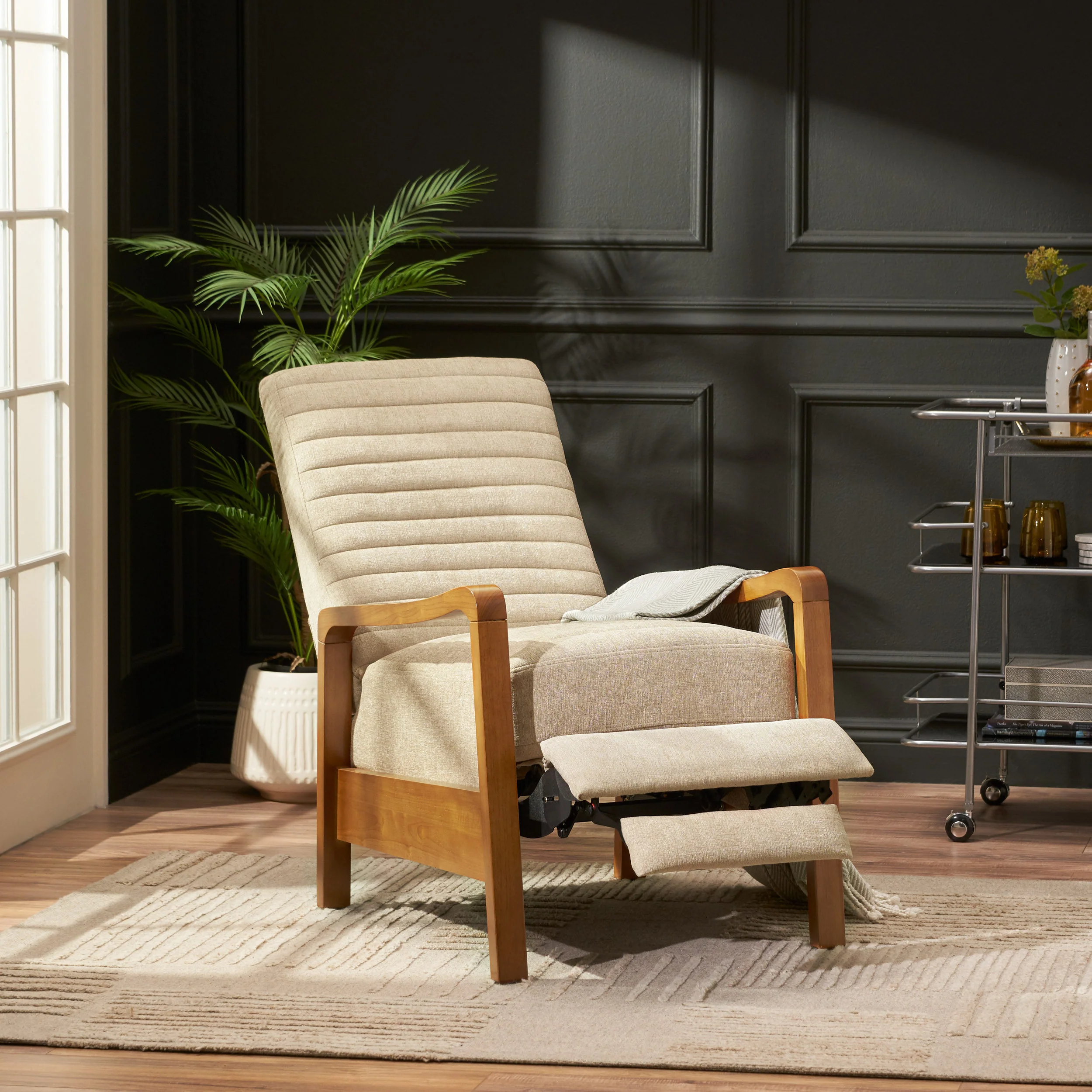 Neihart Contemporary Fabric Channel Stitch Pushback Recliner - furnishings