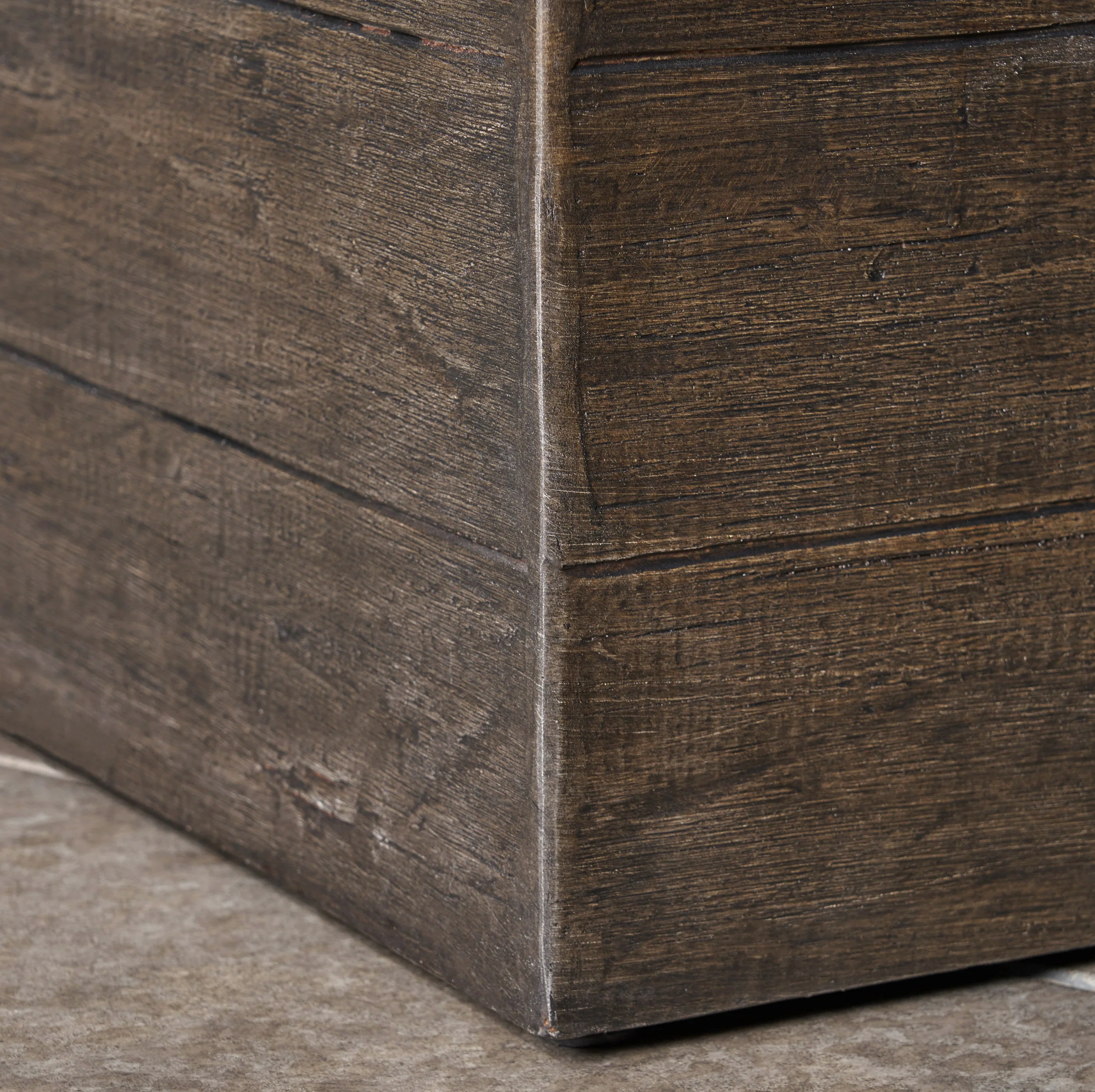 Tompkins Outdoor Square Brown Lightweight Concrete Fire Pit with Wood Design - furnishings