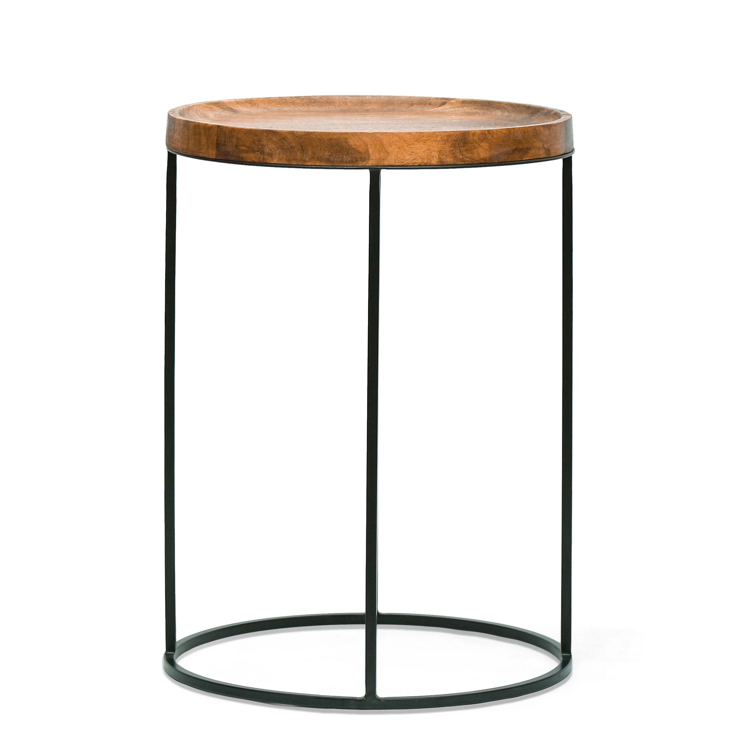 Colwill Modern Industrial Handcrafted Mango Wood Nested Side Tables (Set of 3), Natural and Black - furnishings