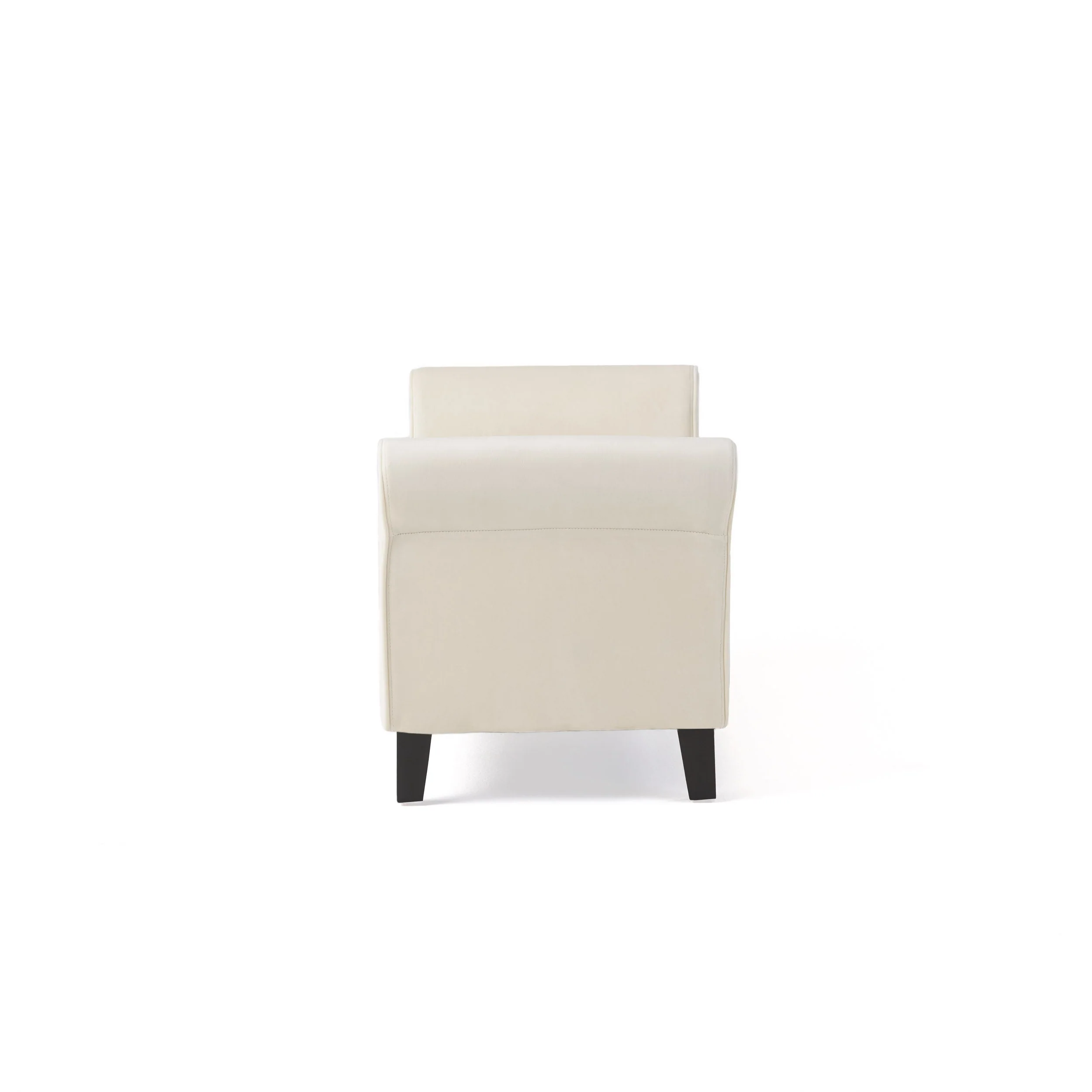 Berggren Contemporary Rolled Arm Velvet Storage Ottoman Bench, Ivory and Dark Brown - furnishings