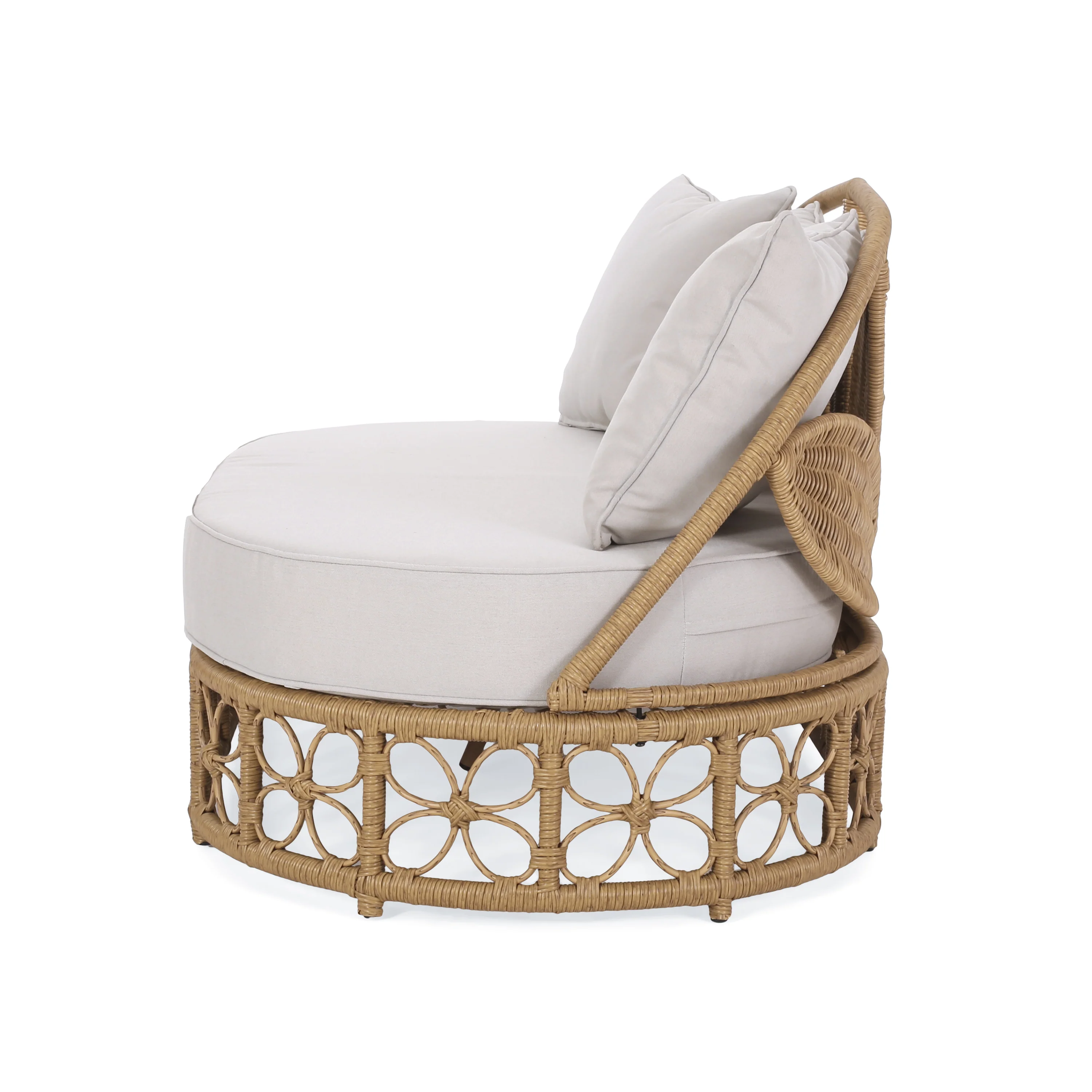 Homan Outdoor Wicker Daybed with Pillows, Light Brown and Beige - furnishings