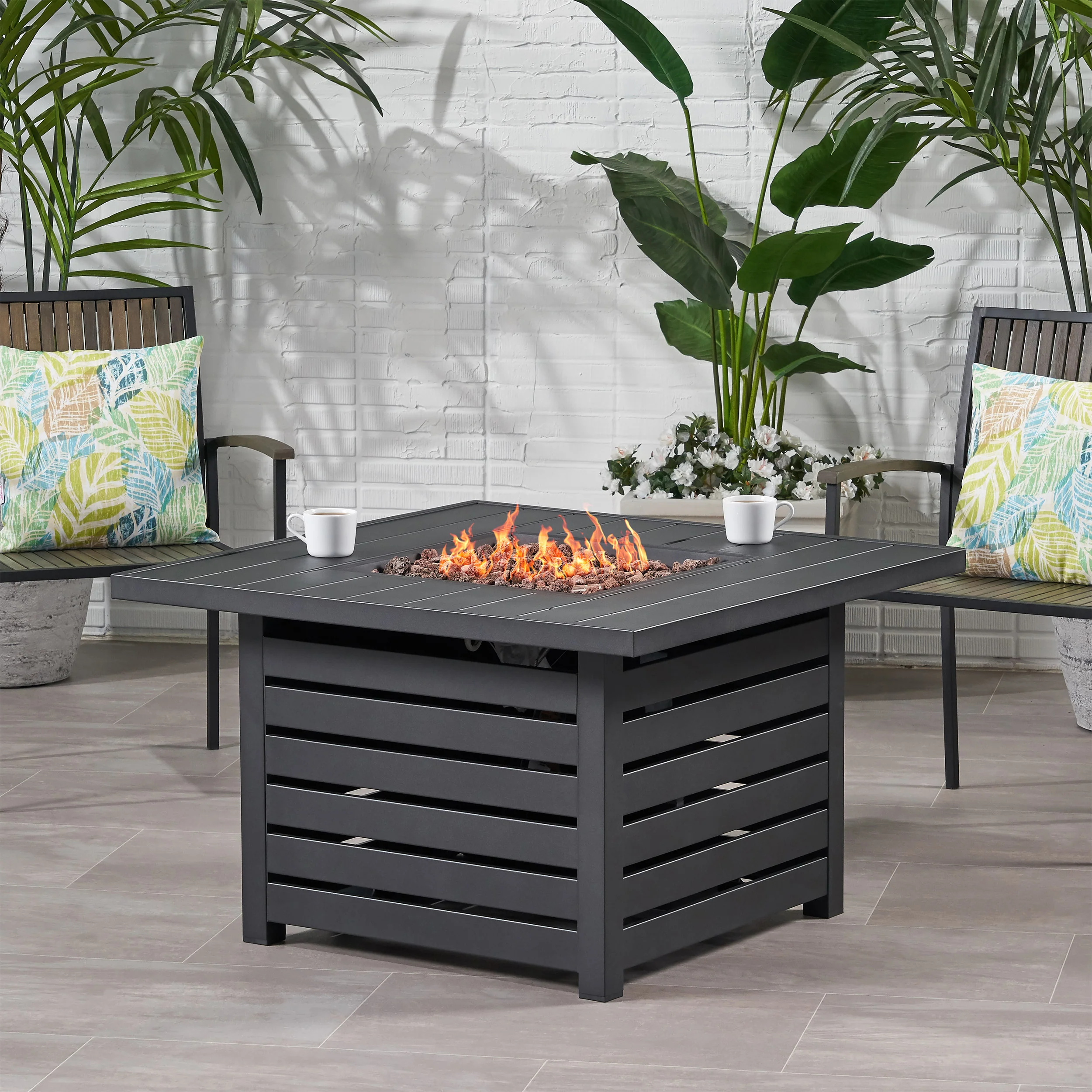 Moira Square Iron Fire Pit - furnishings