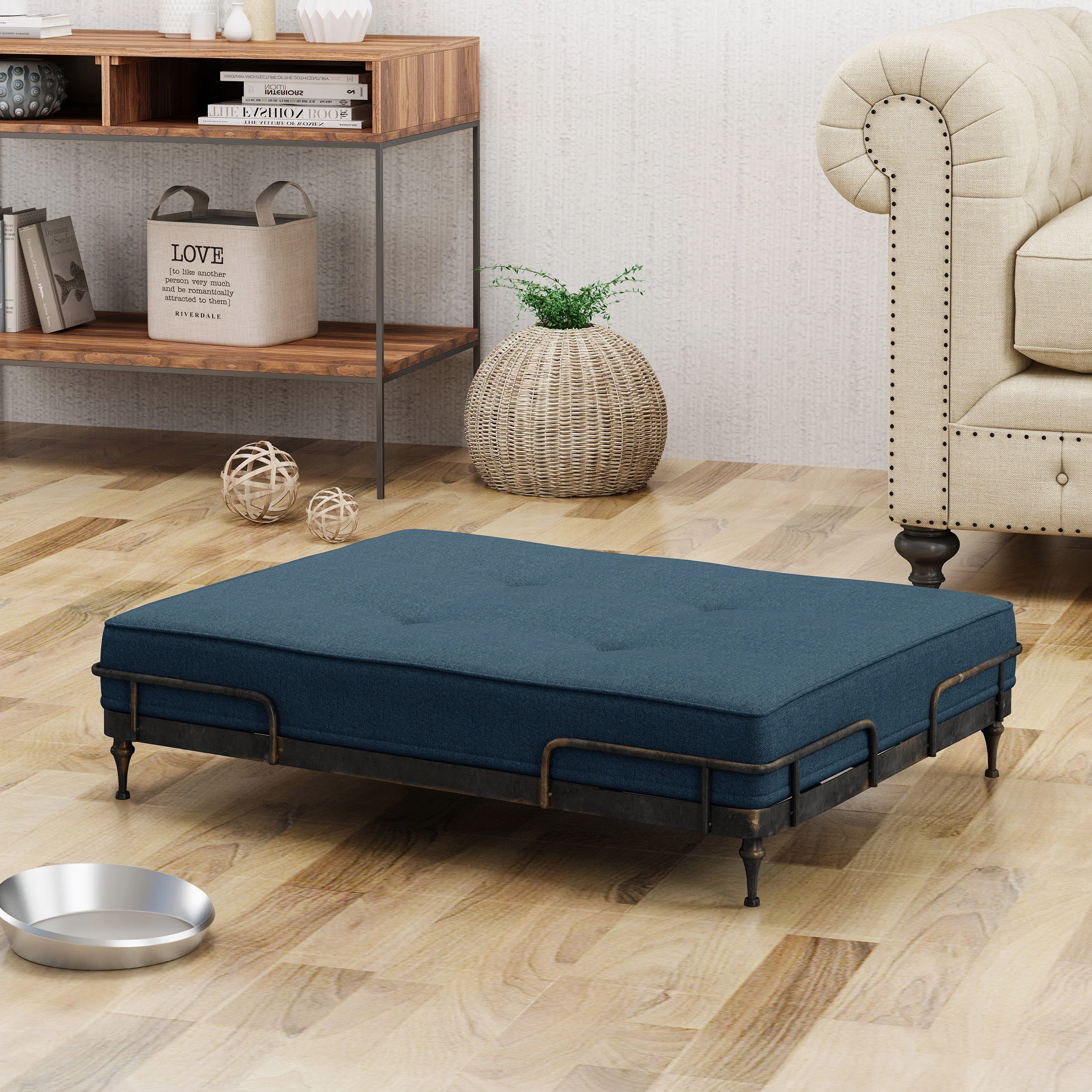 Elvis Industrial Pet Bed, Dark Gray and Brushed Gray - furnishings