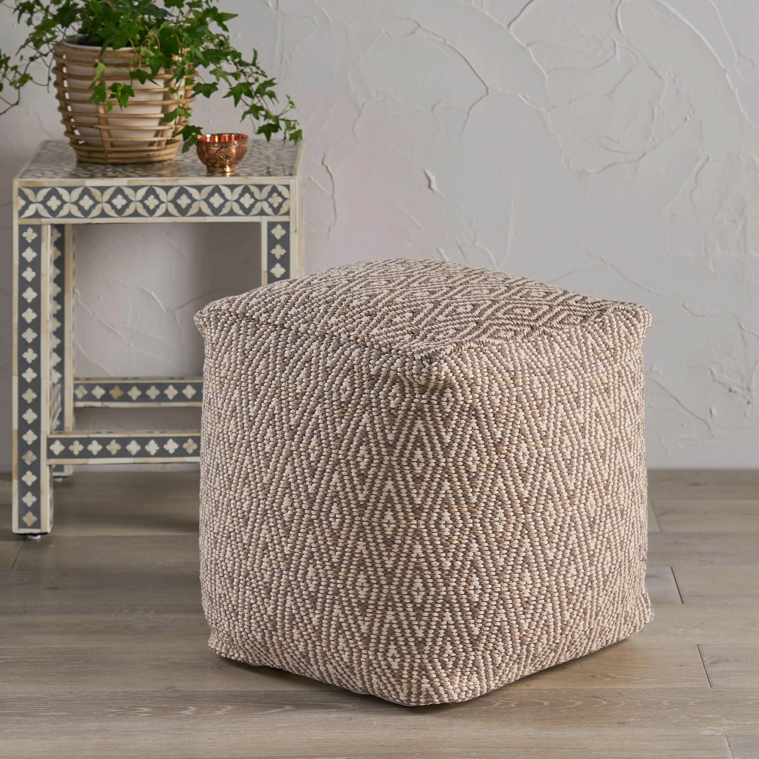 Sovereign Hand-Crafted Cotton Cube Pouf - furnishings