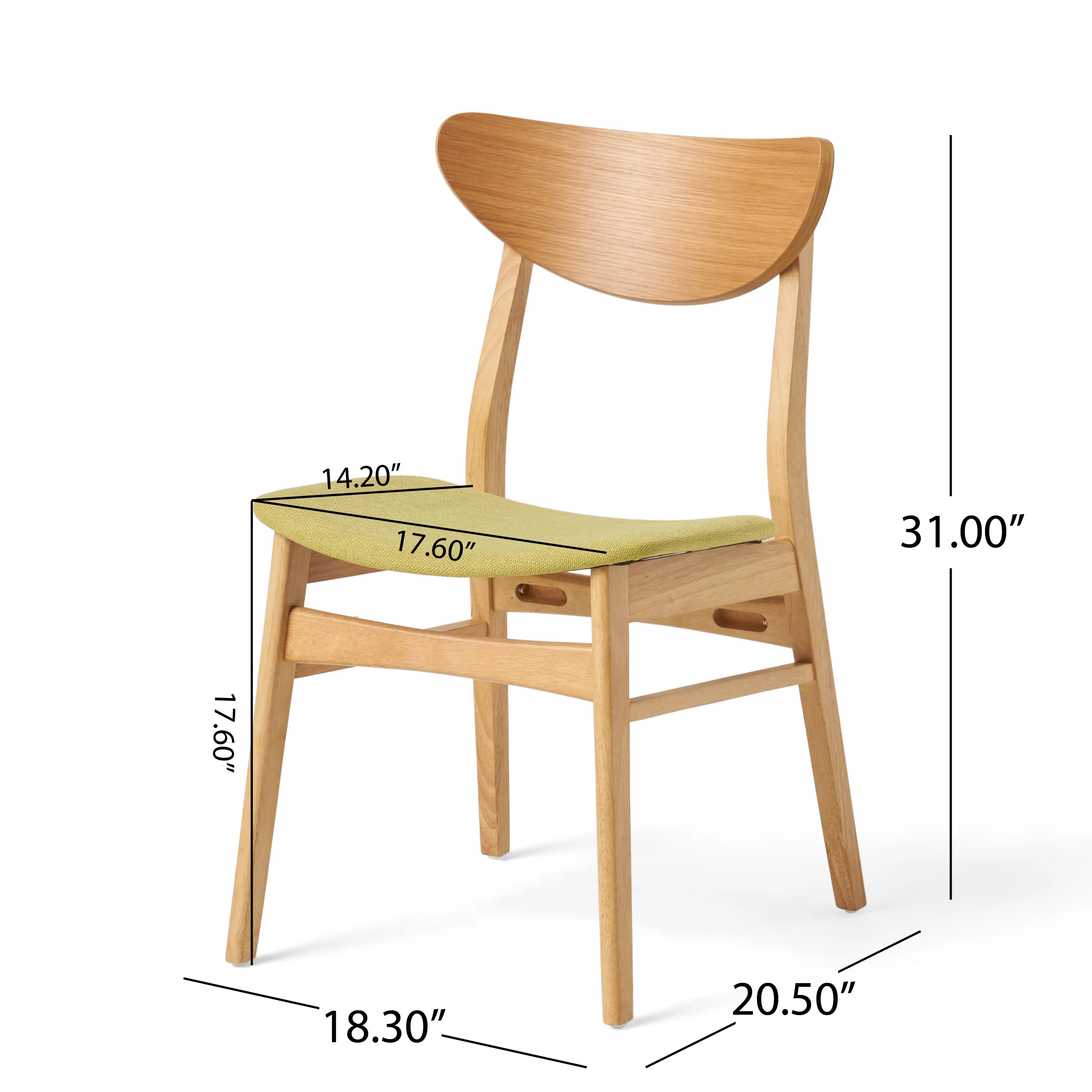 Amundsen Natural Oak Finish Curved Leg Rectangular 5 Piece Dining Set - furnishings