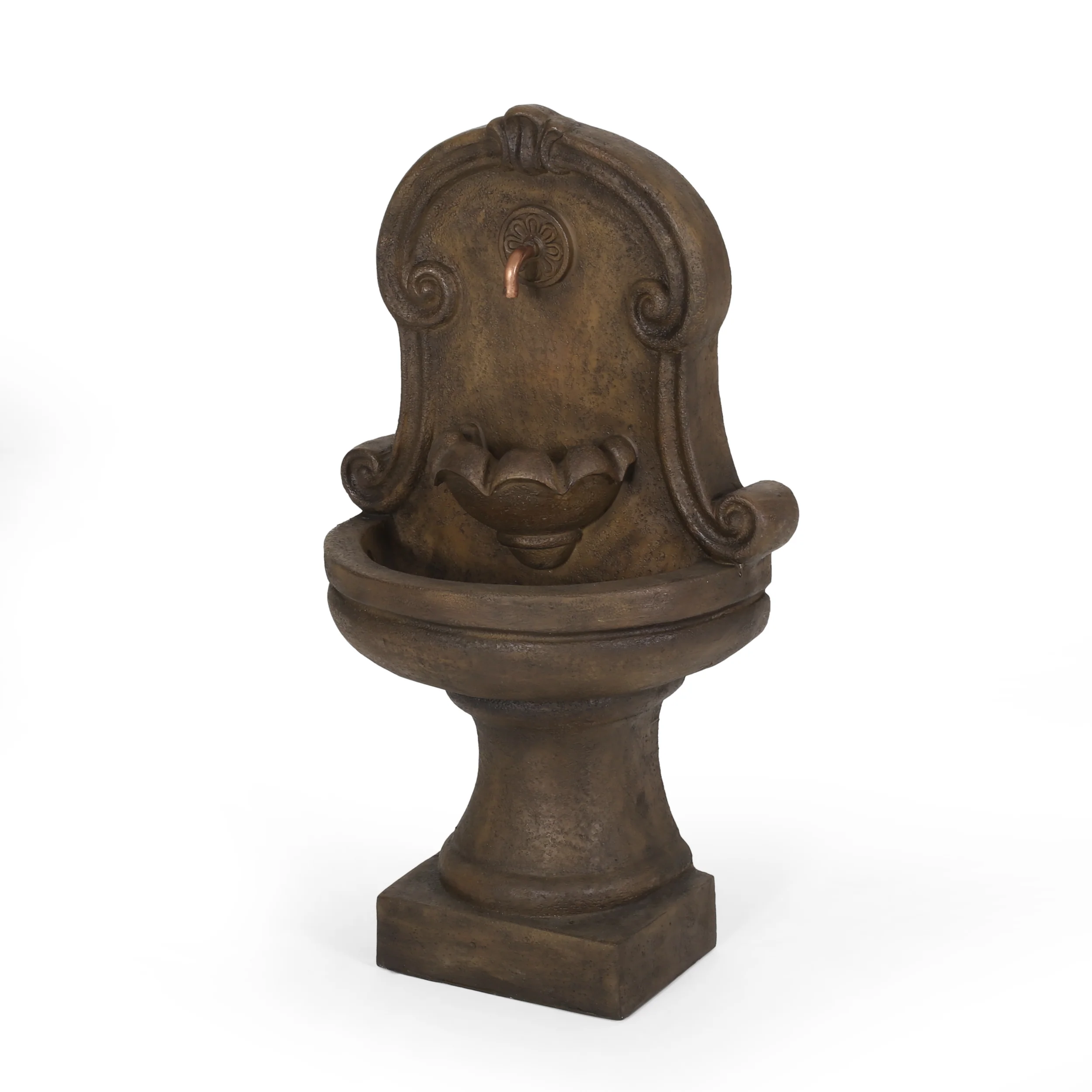 Devore Outdoor 2-Tier Single Spout Fountain, Light Brown - furnishings