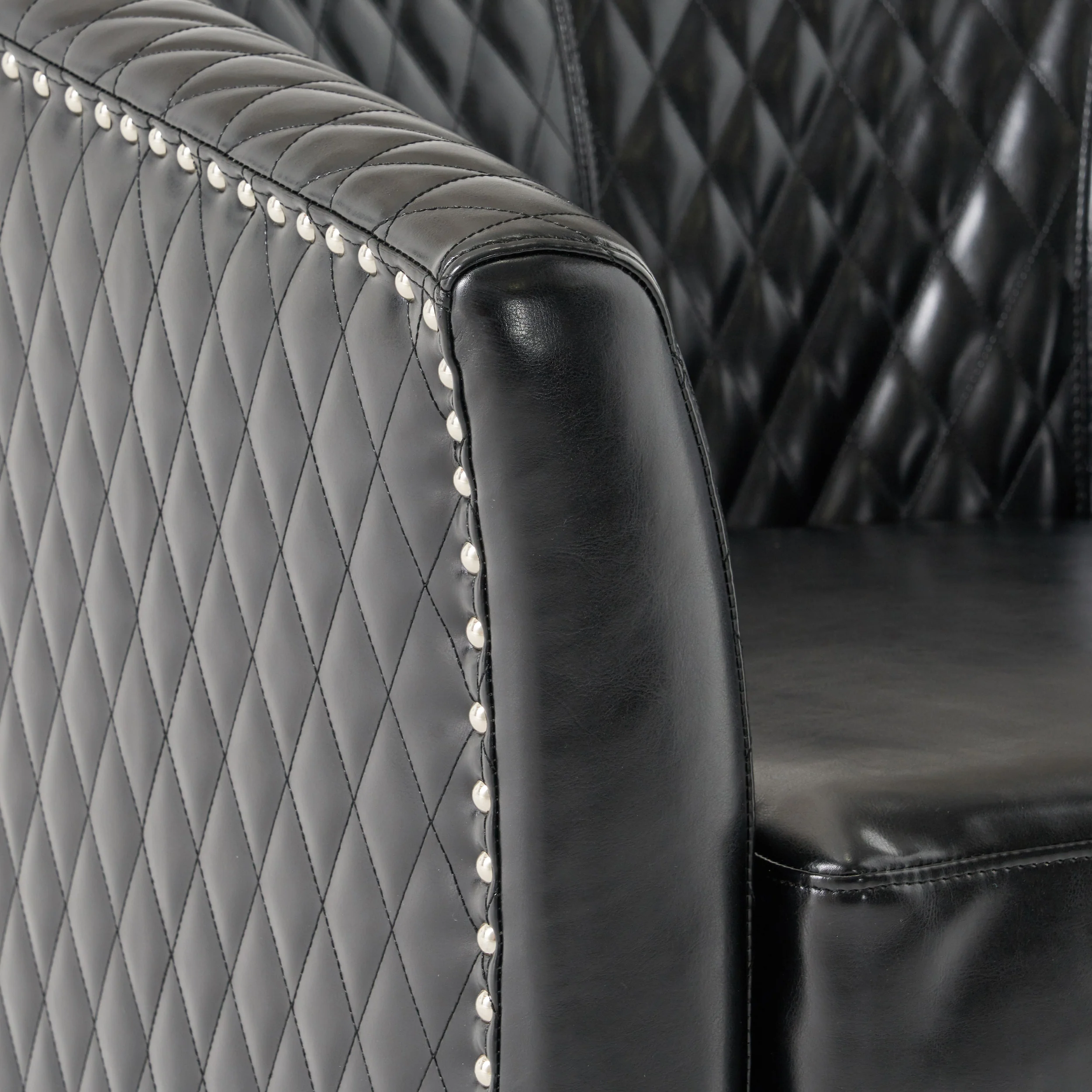 Kasey Harlequin Pattern Leather Club Chair - furnishings