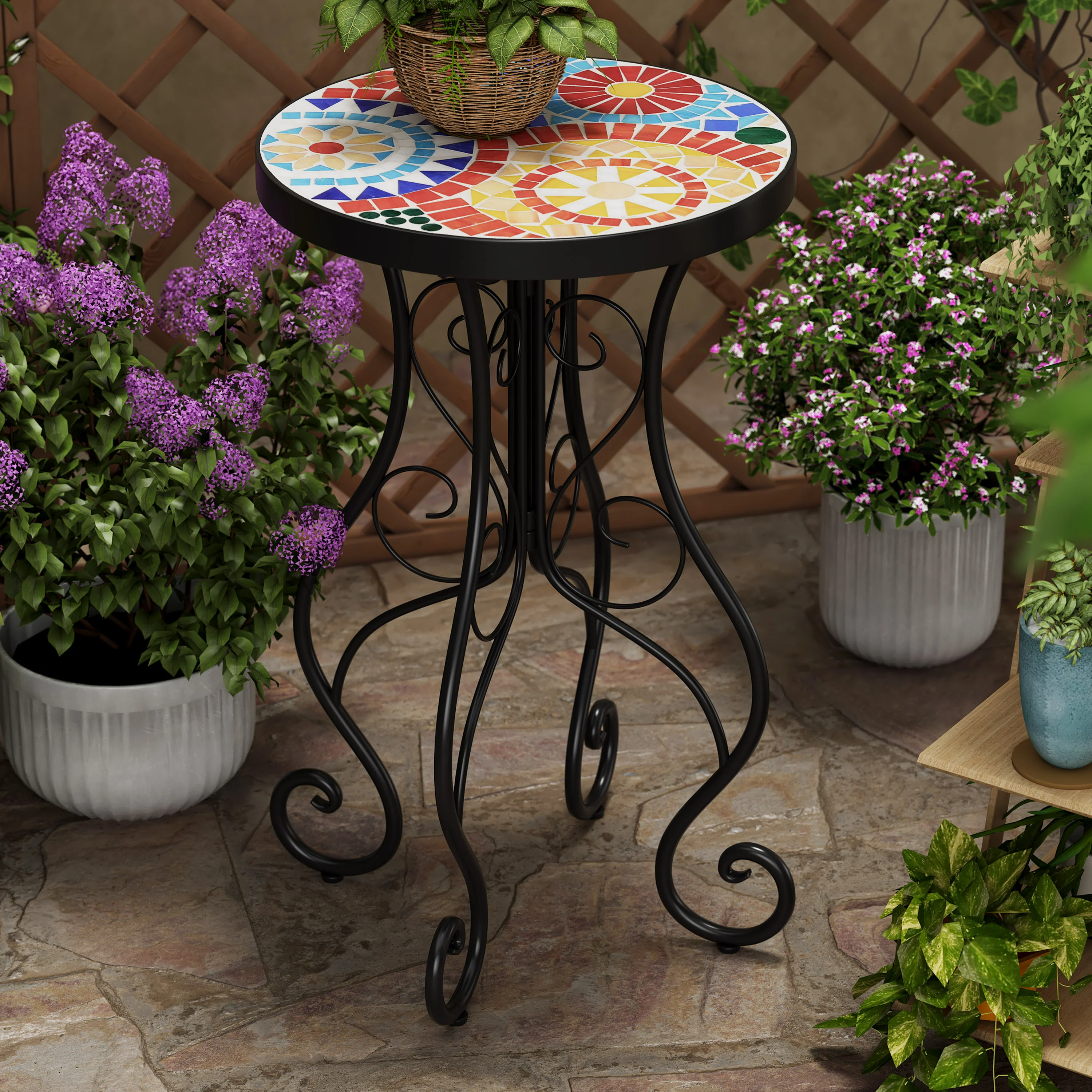 Thanee Outdoor Patio Round Side Table - furnishings