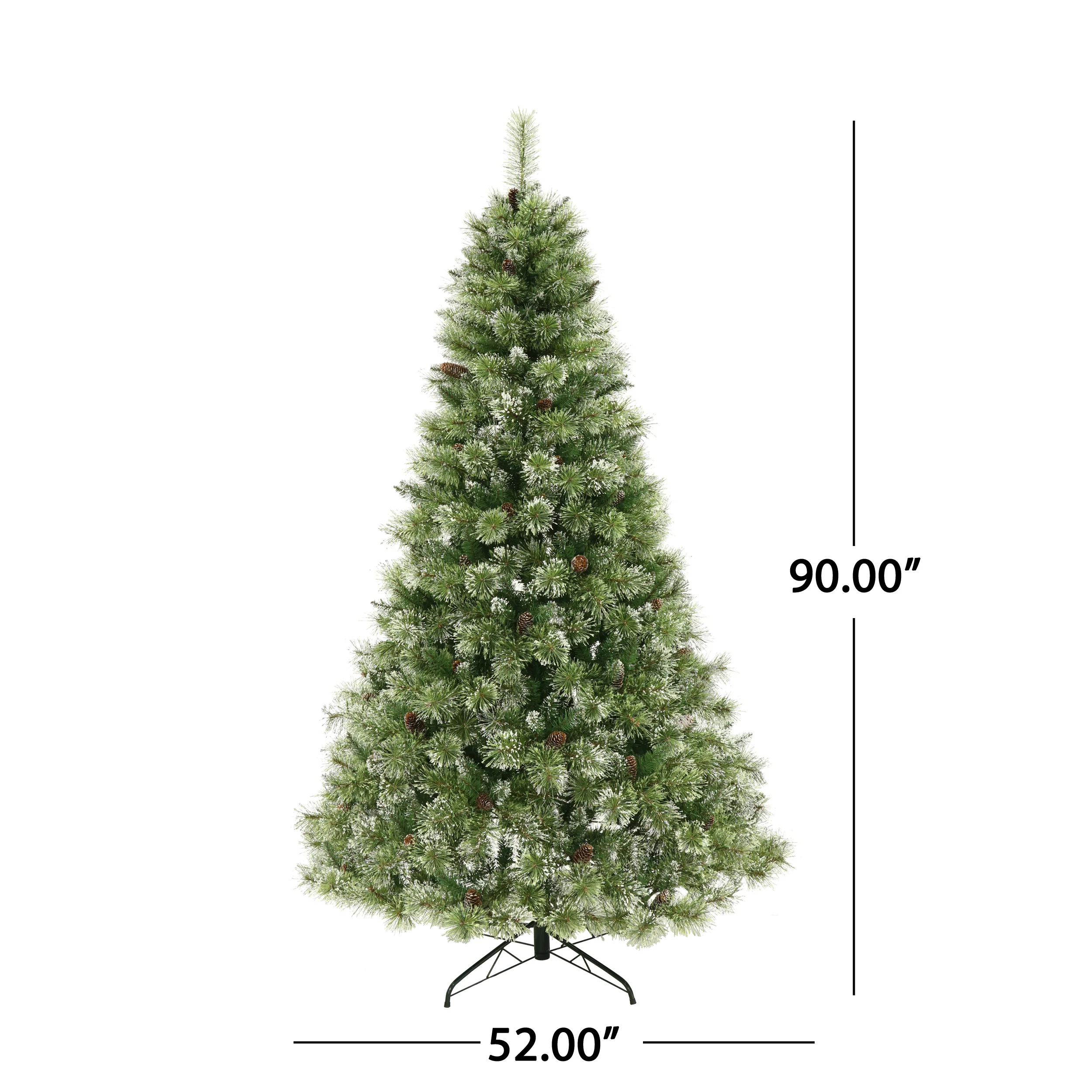 7.5-foot Cashmere Pine and Mixed Needles Pre-Lit Clear LED Hinged Artificial Christmas Tree with Snow and Glitter Branches and Frosted Pinecones - furnishings