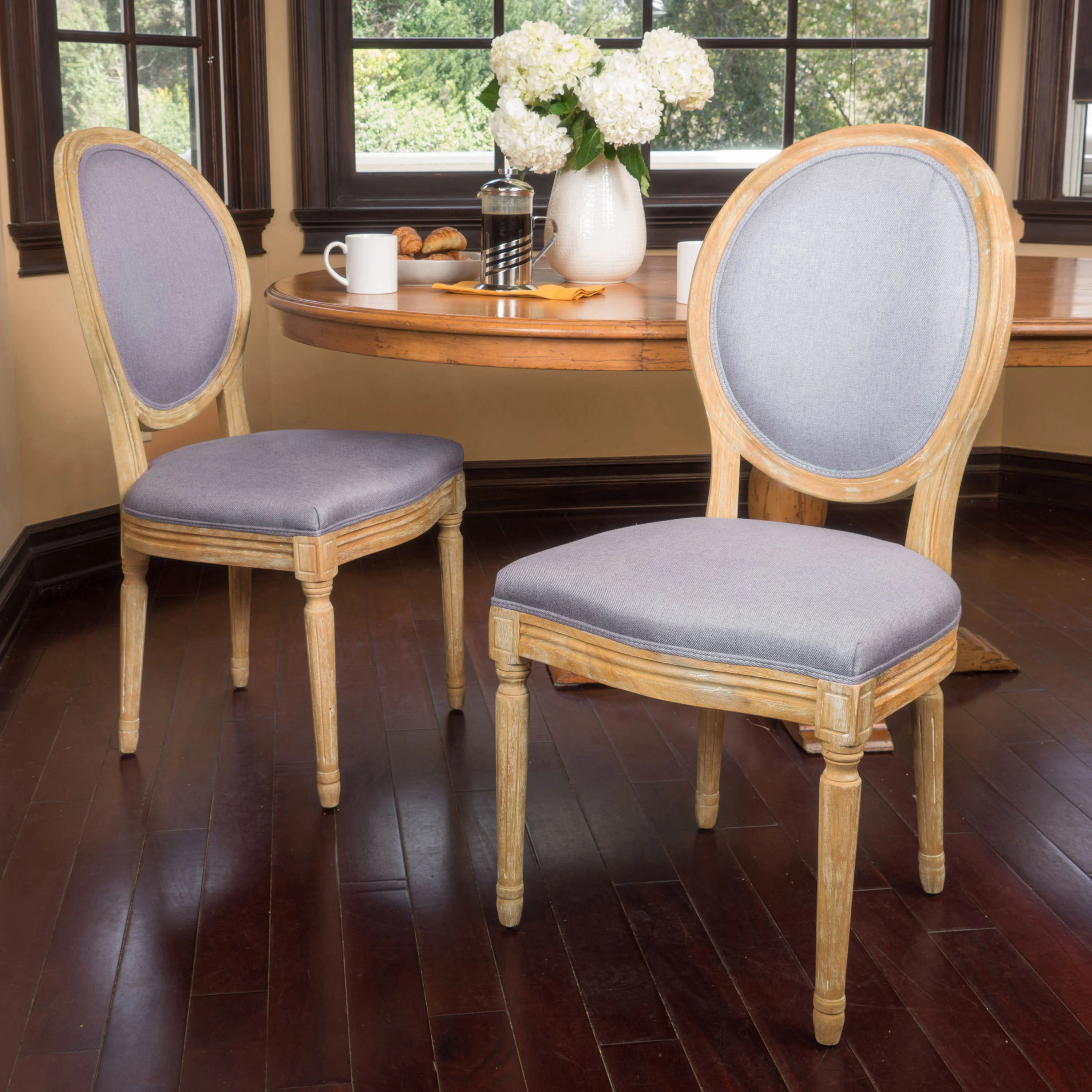 Phinnaeus French Country Fabric Dining Chairs (Set of 2) - furnishings