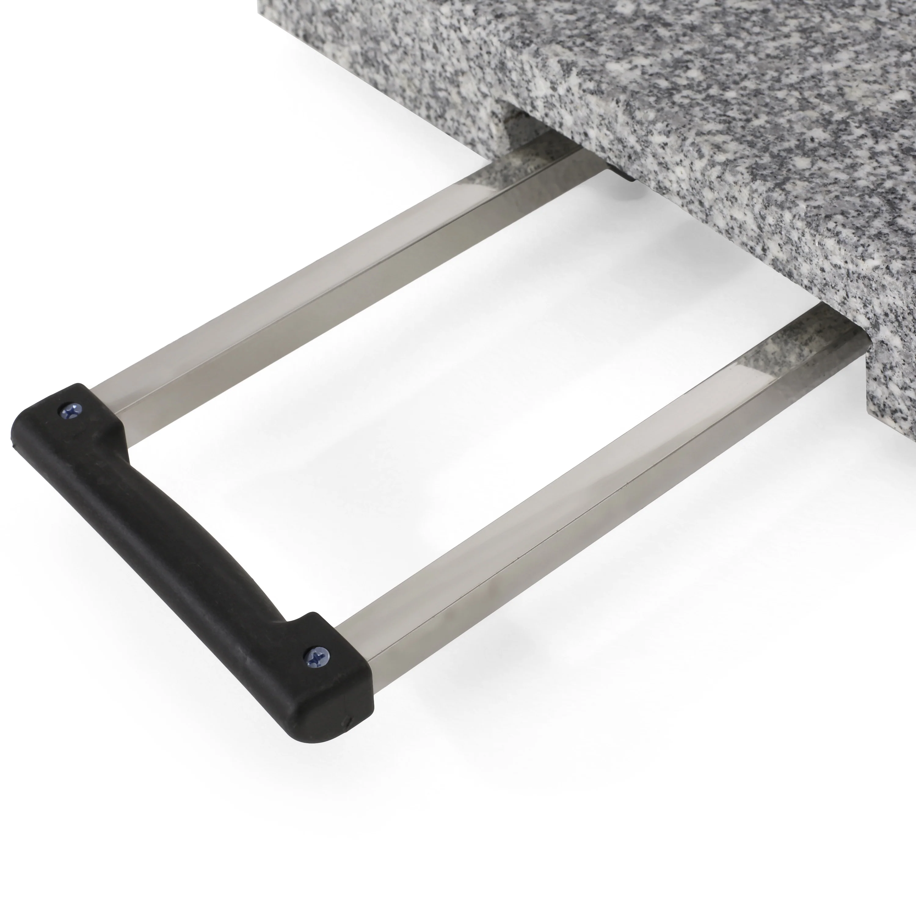 Martino Outdoor Natural Grey Granite and Stainless Steel Umbrella Base - furnishings