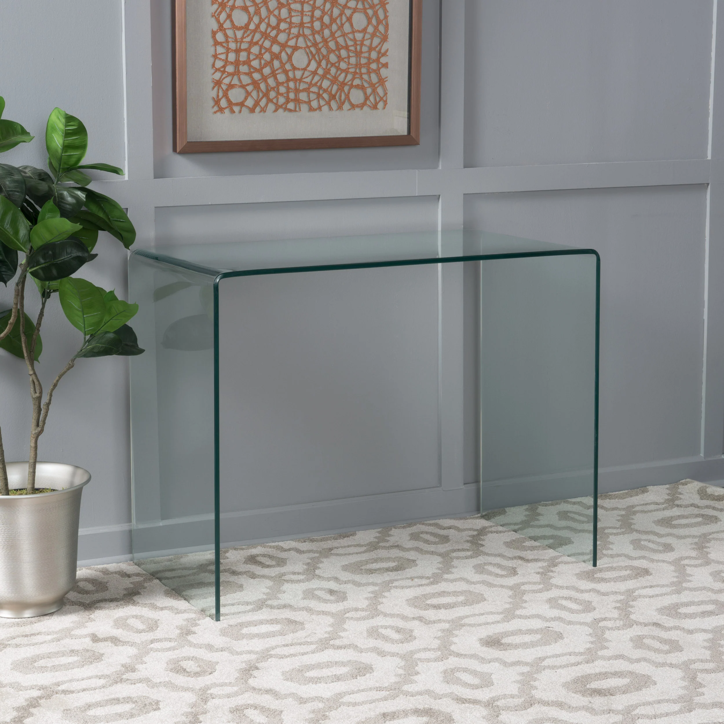 Classon Modern Rectangular Tempered Glass Console Table - furnishings
