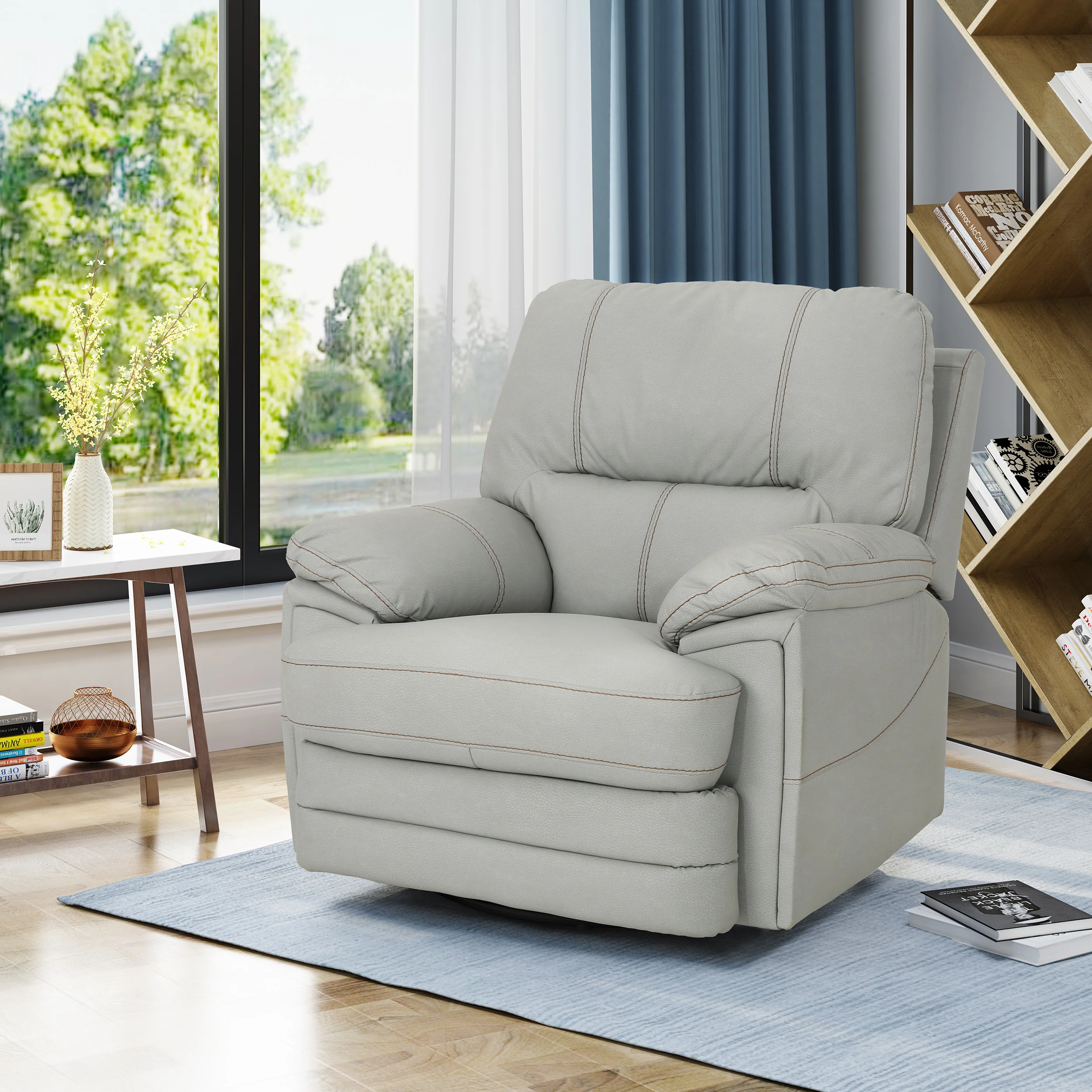 Laurent Bubba Leather Swivel Power Recliner - furnishings