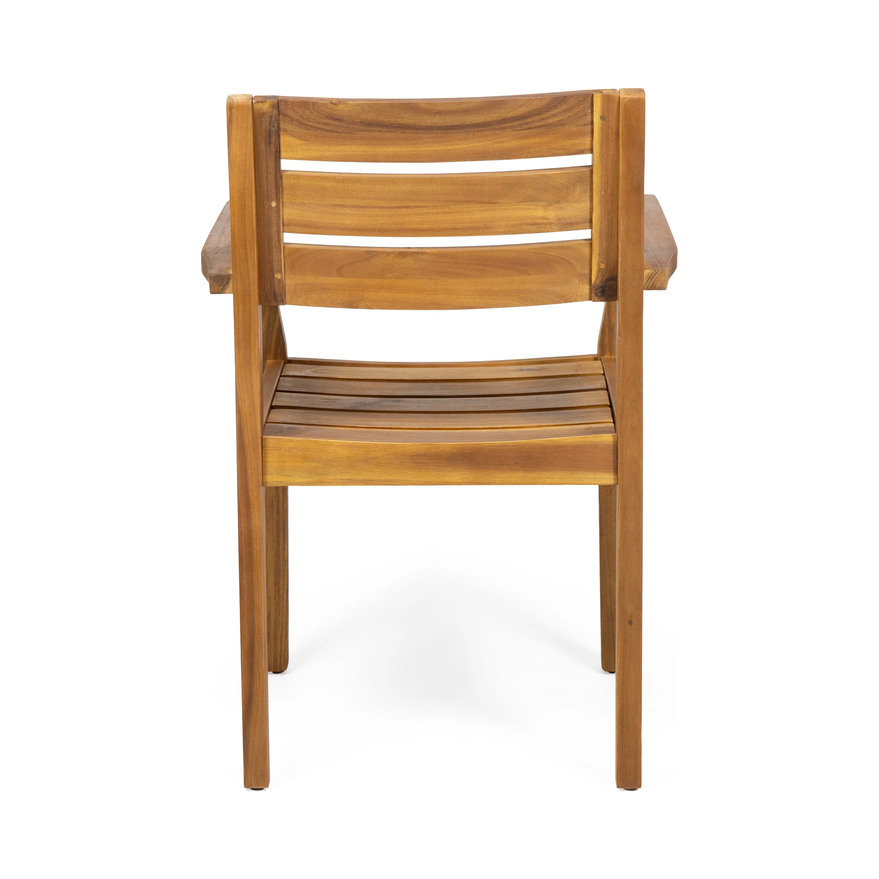 Keth Outdoor 5 Piece Teak Acacia Wood Slatted Dining Set with Circular Table - furnishings