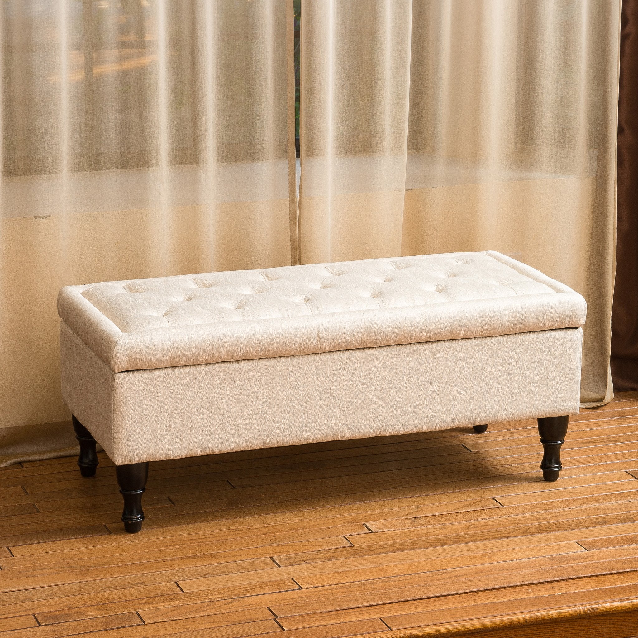Logan Linen Storage Ottoman Bench - furnishings