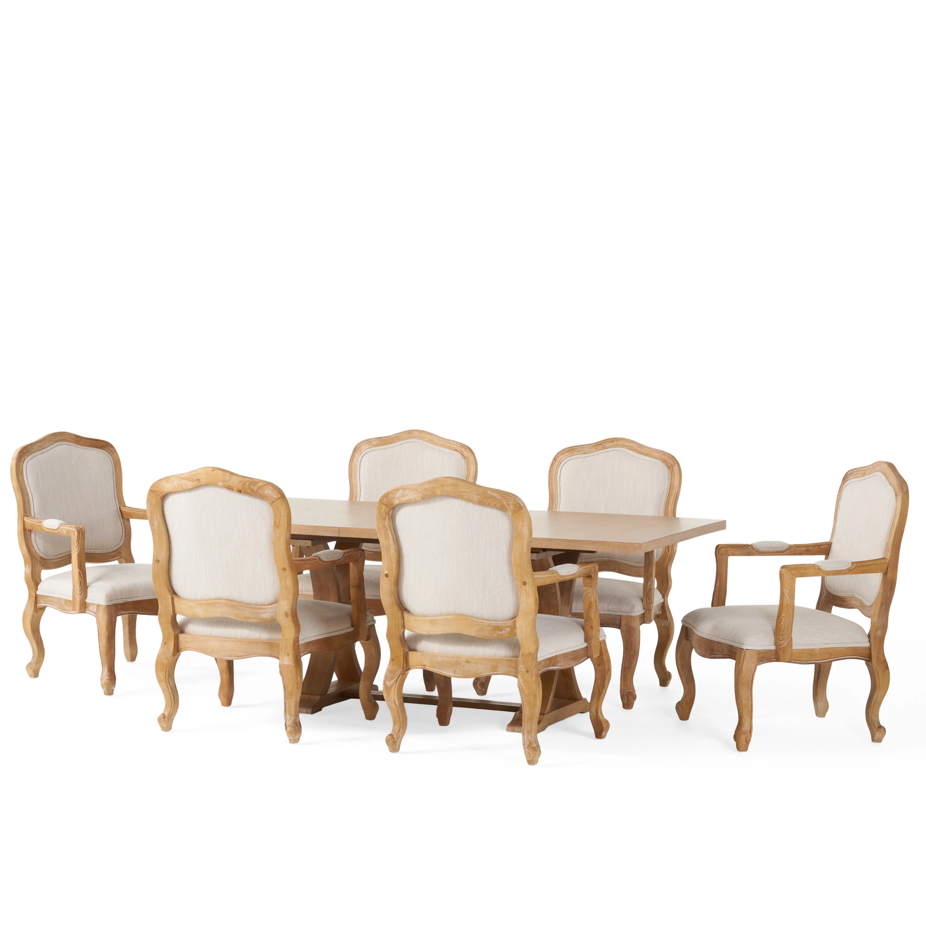 Maria French Country Wood 7-Piece Expandable Dining Set - furnishings