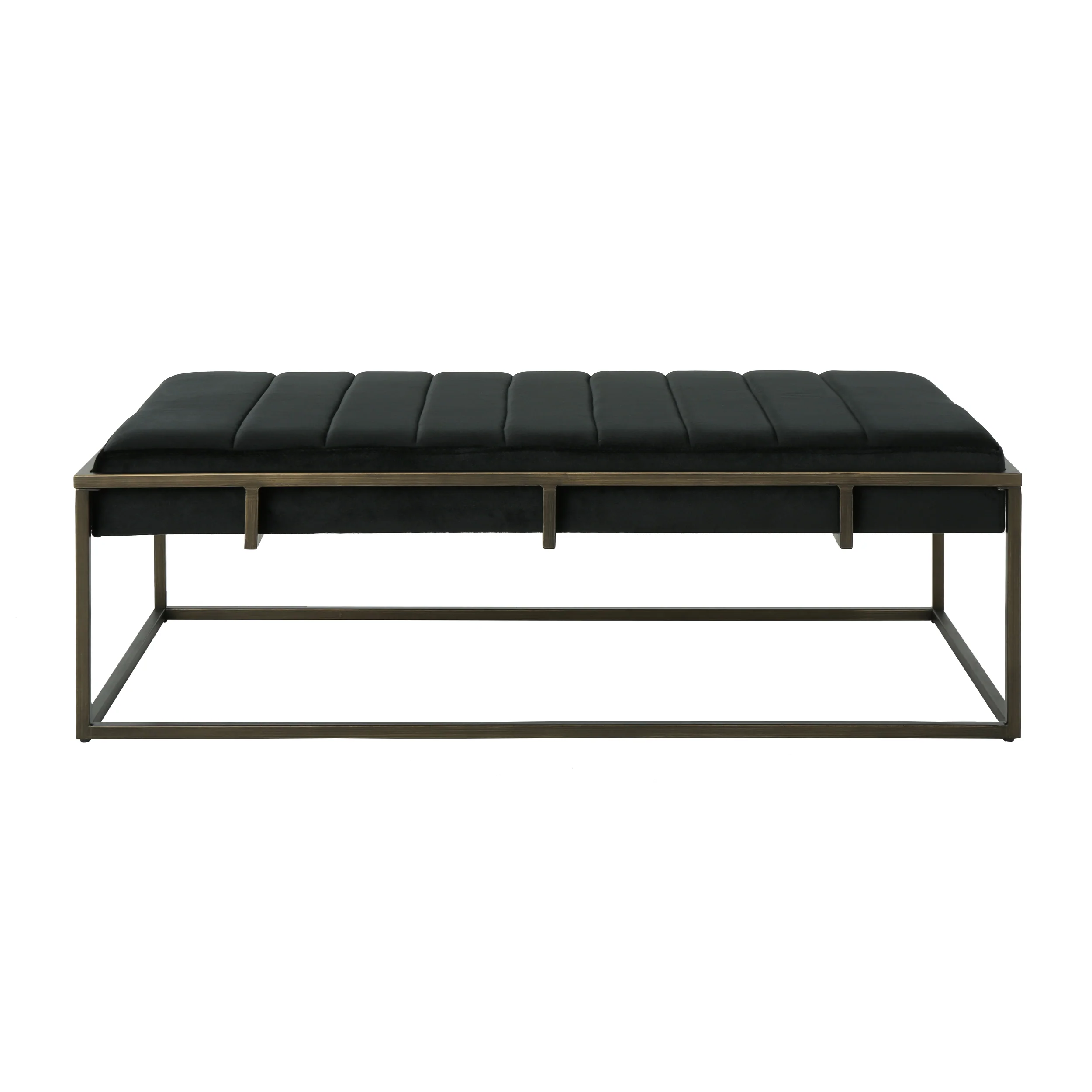 Vassy Modern Velvet Ottoman Bench with Brass Finish - furnishings