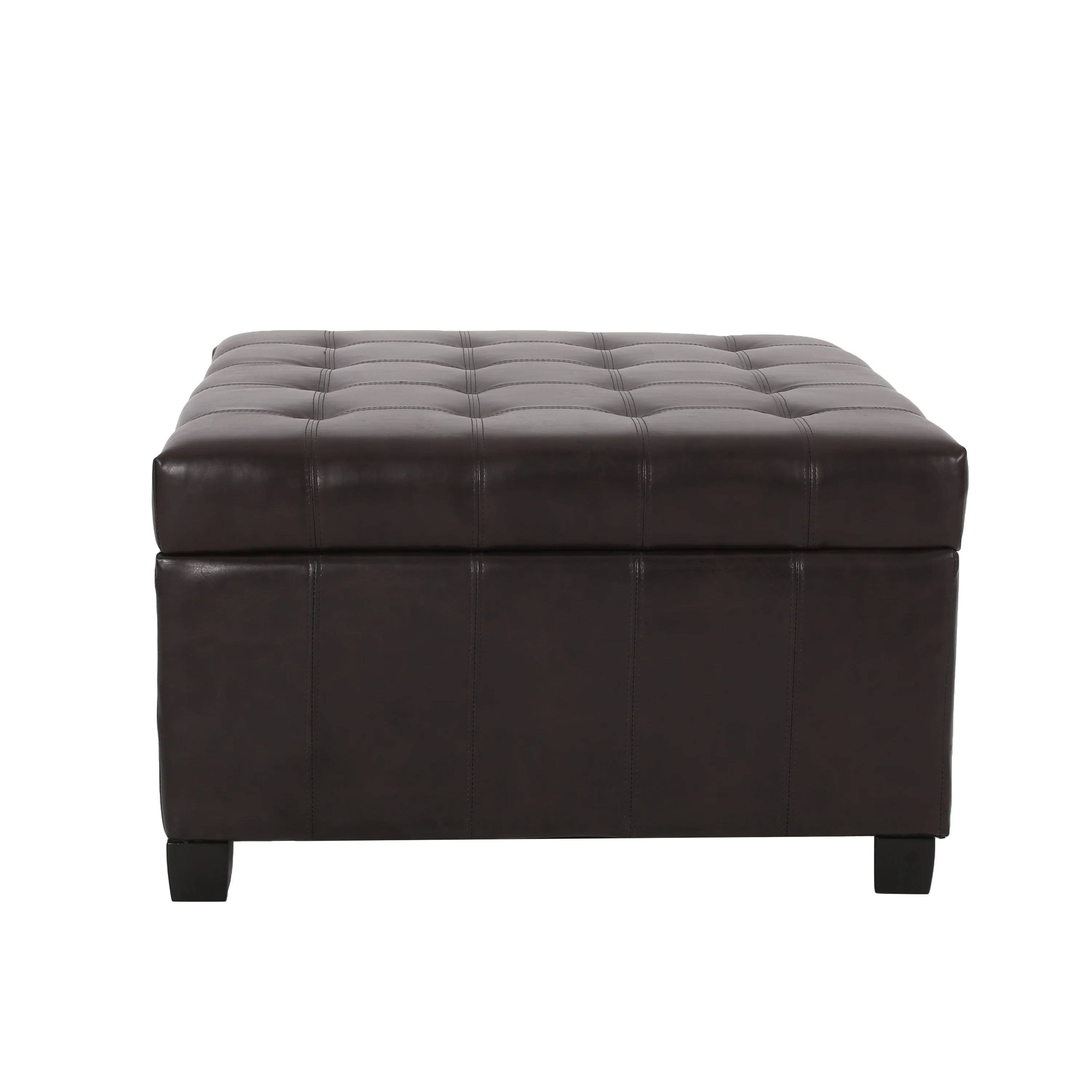 Lyncorn Brown Bonded Leather Storage Ottoman - furnishings