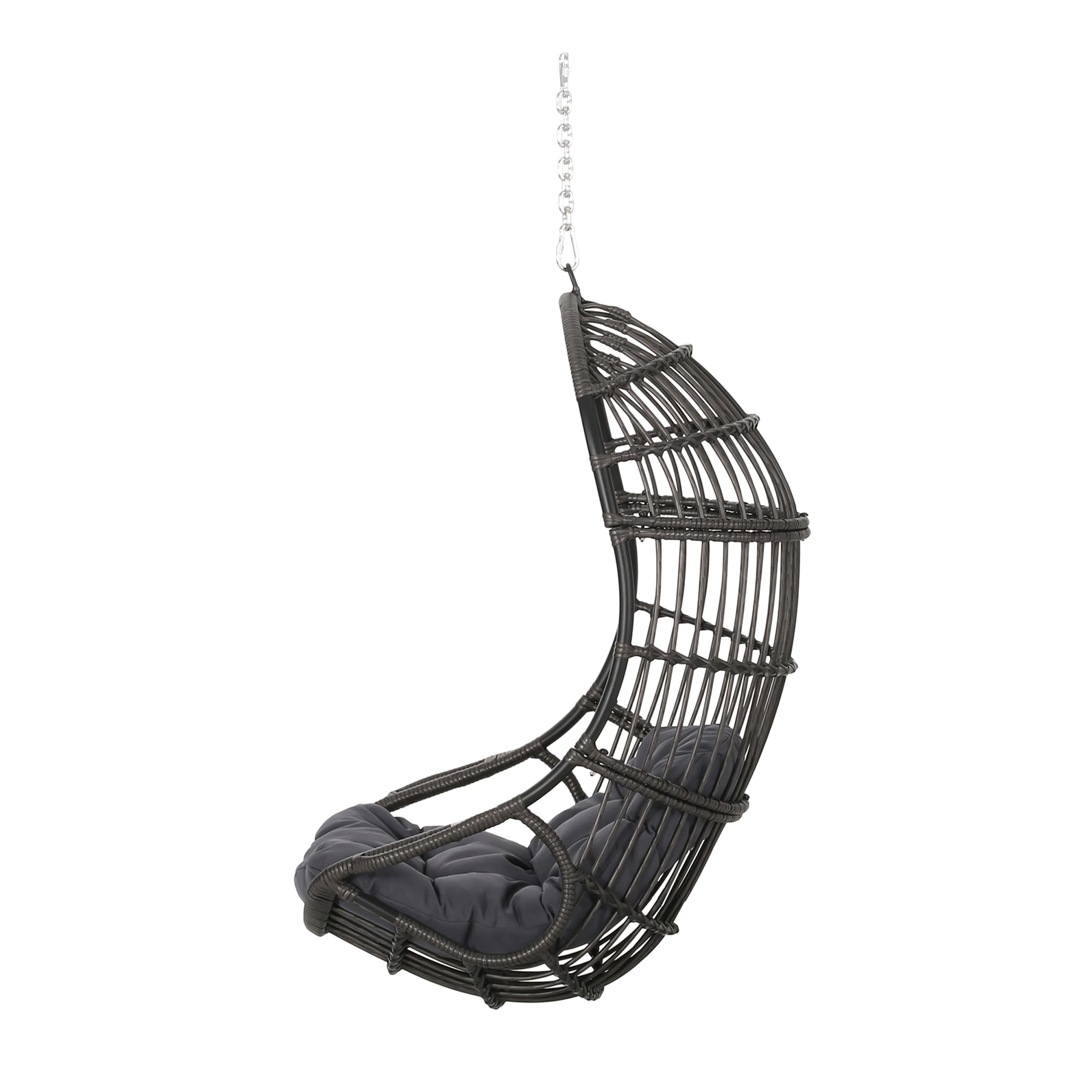 Perry Outdoor Wicker Hanging Basket Chair with Cushions - furnishings