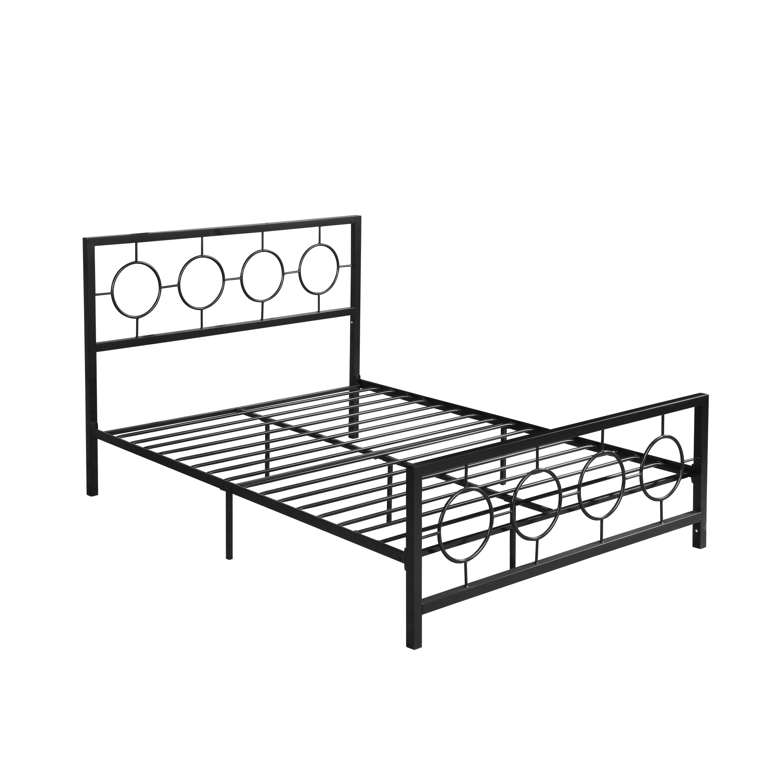 Doris Queen-Size Geometric Platform Bed Frame, Iron, Modern,  Low-Profile - furnishings