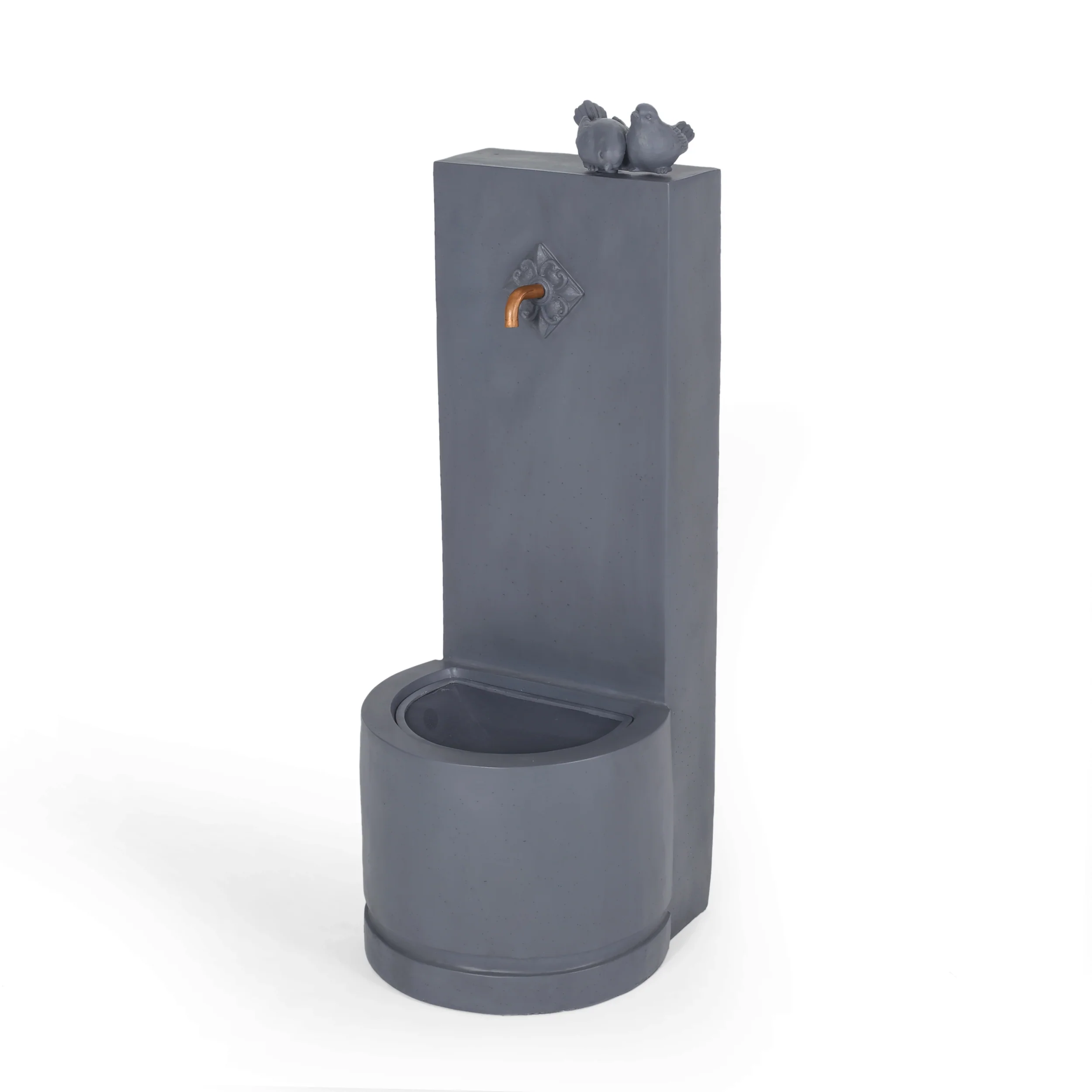 Terra Outdoor Single Spout Bird Fountain, Gray - furnishings