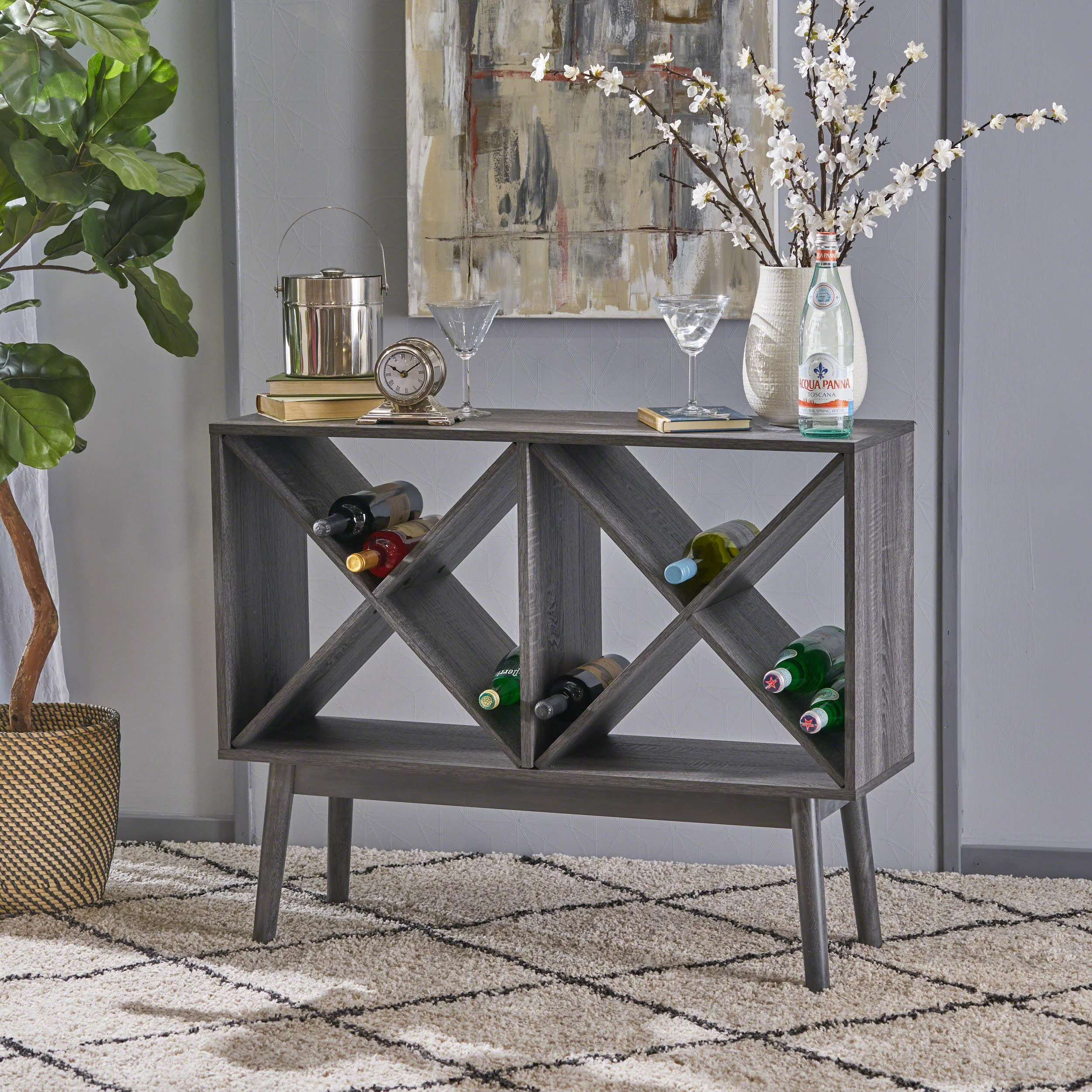 Britney Mid Century Modern Wine Rack Cabinet - furnishings