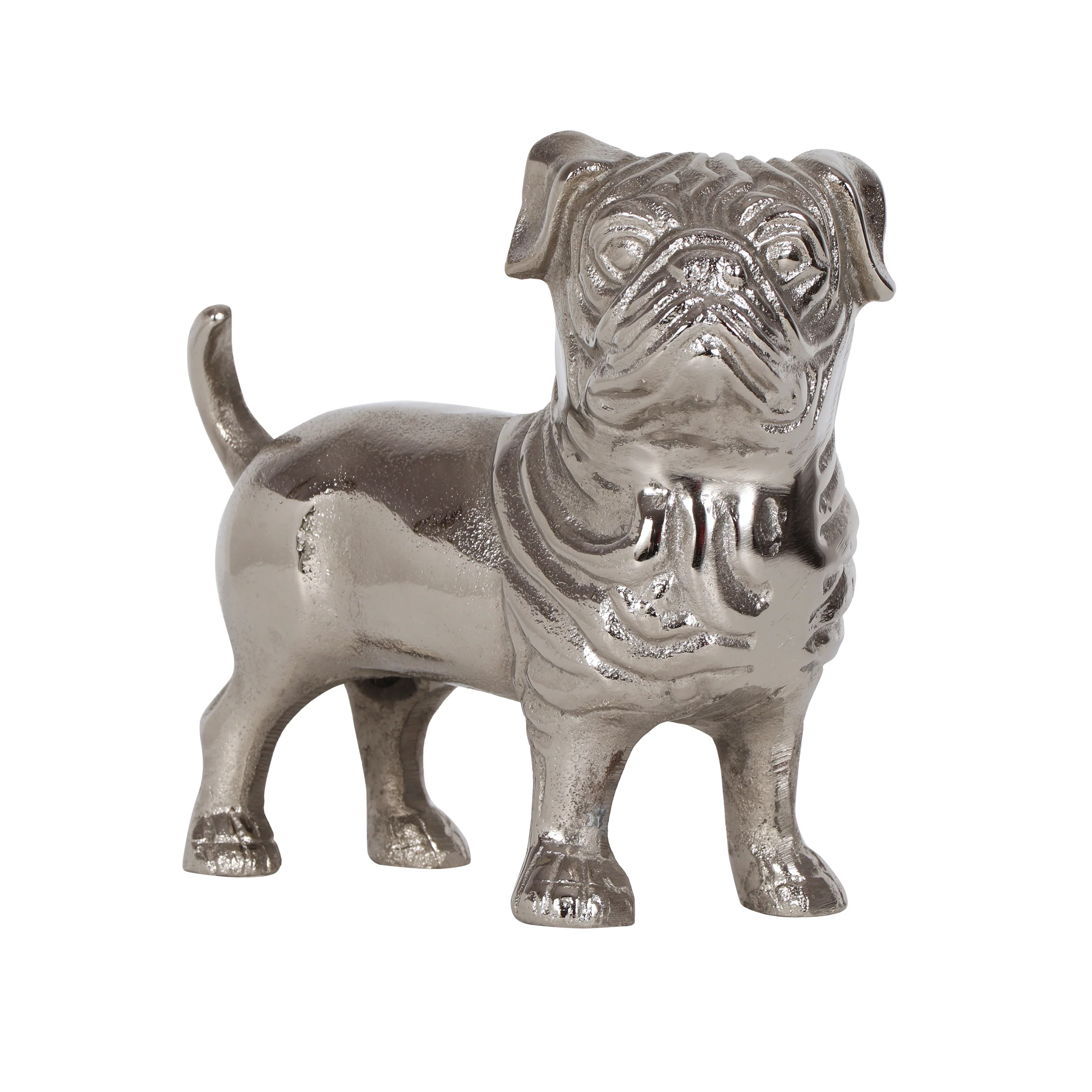 Jabe Handmade Aluminum Pug Decor, Raw Nickel - furnishings