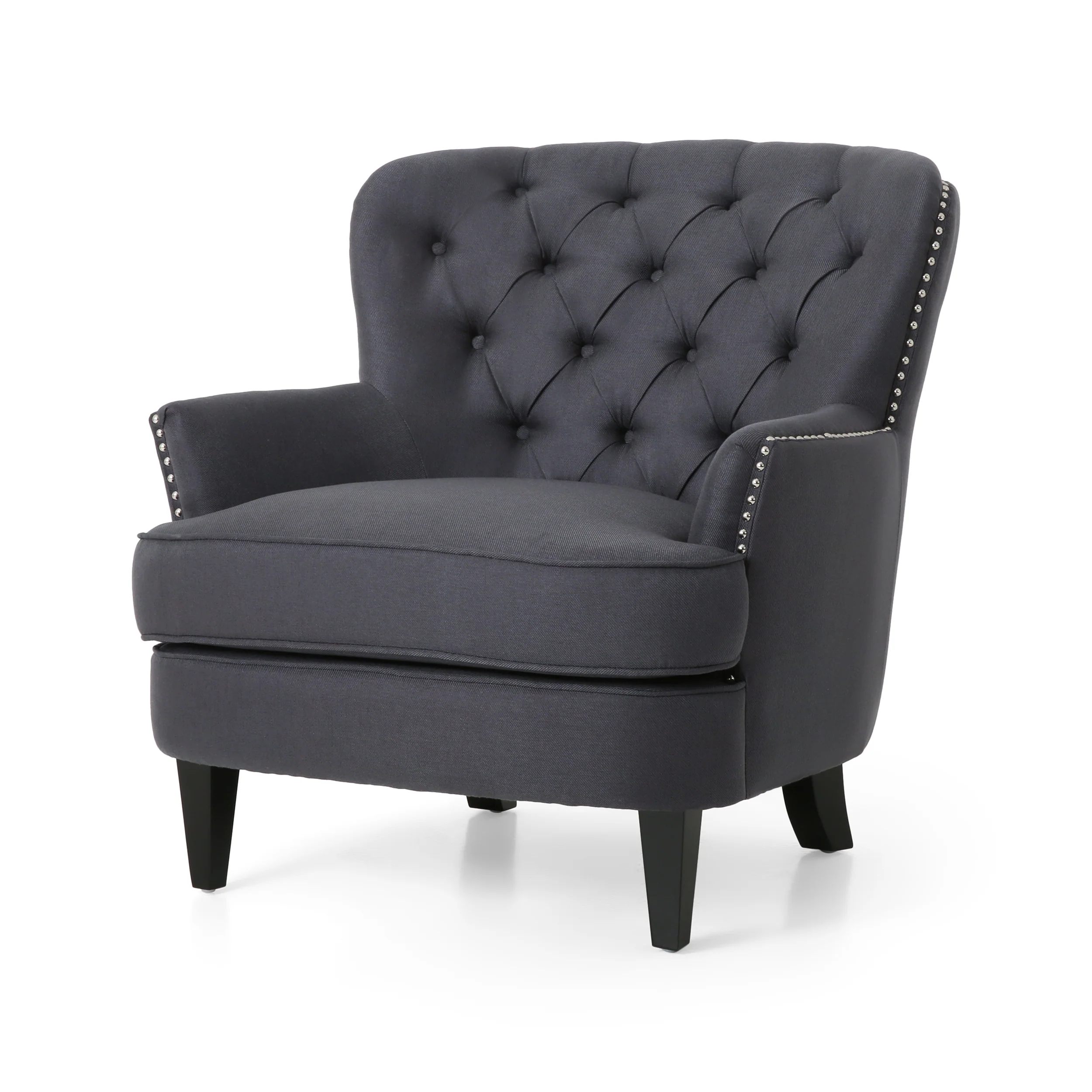 Jaxen Contemporary Tufted Fabric Club Chair and Ottoman Set - furnishings
