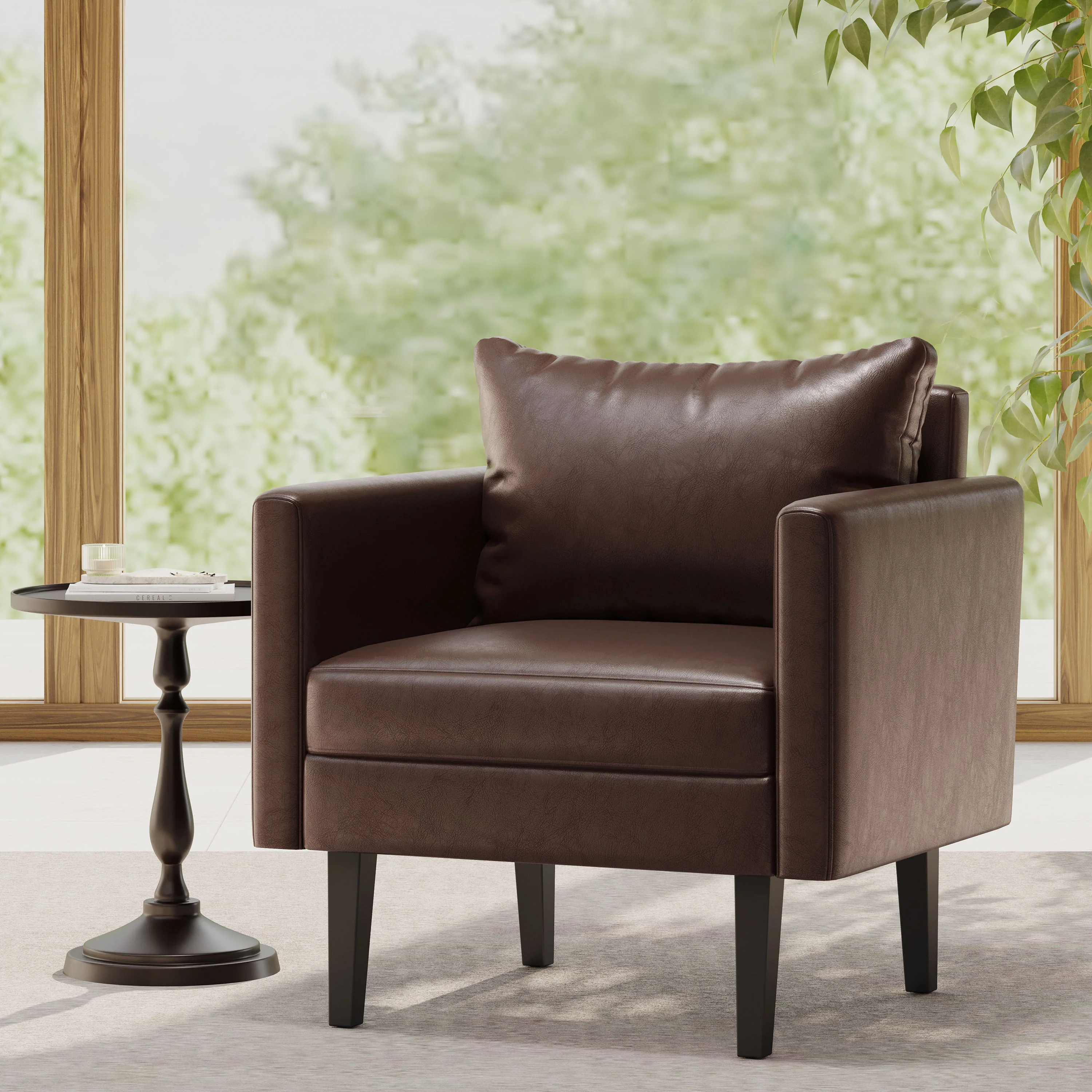 Dowd Mid Century Modern Faux Leather Club Chair - furnishings