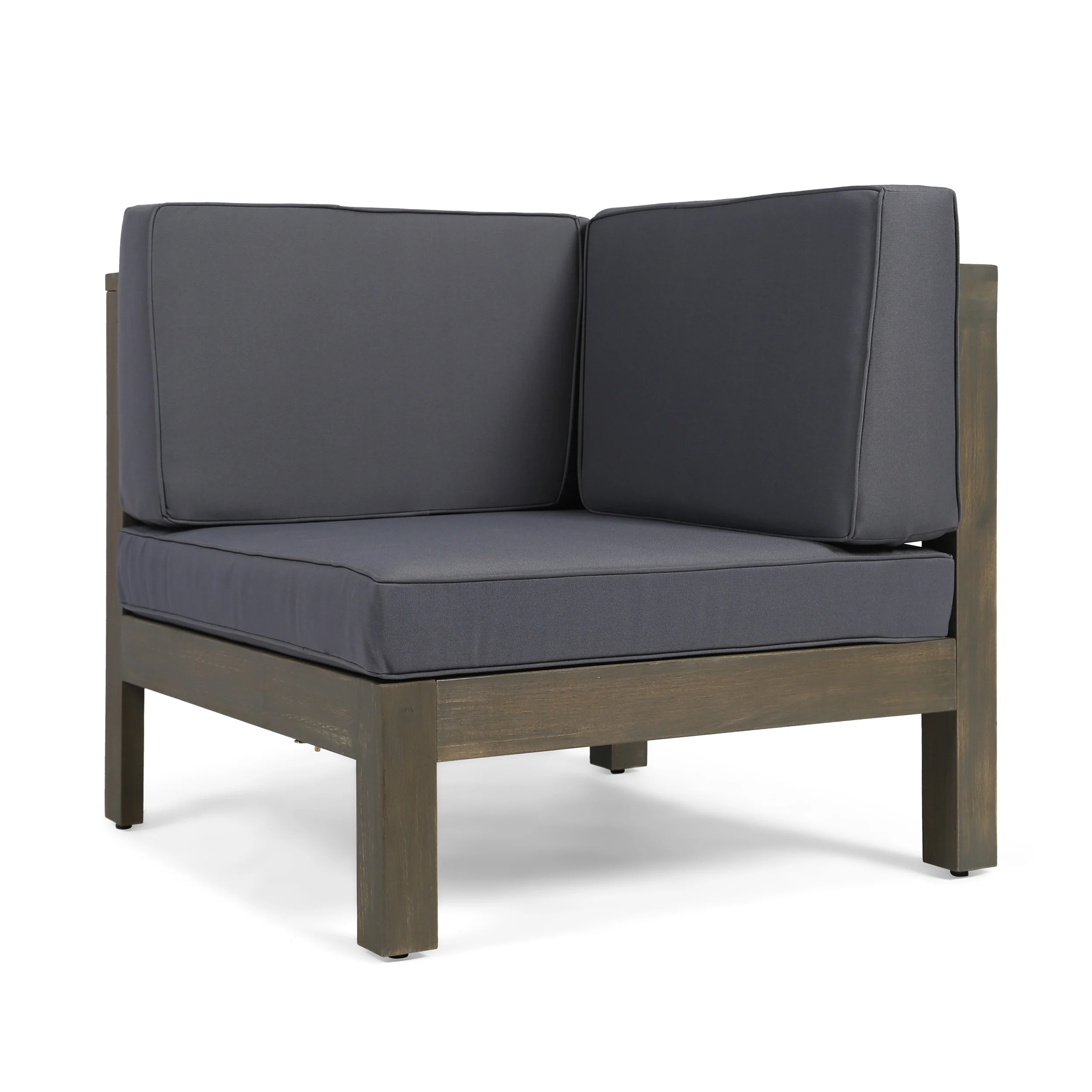 Kendry Outdoor Modern 8 Seater Acacia Wood Sectional Sofa Set with Fire Pit and Tank Holder - furnishings