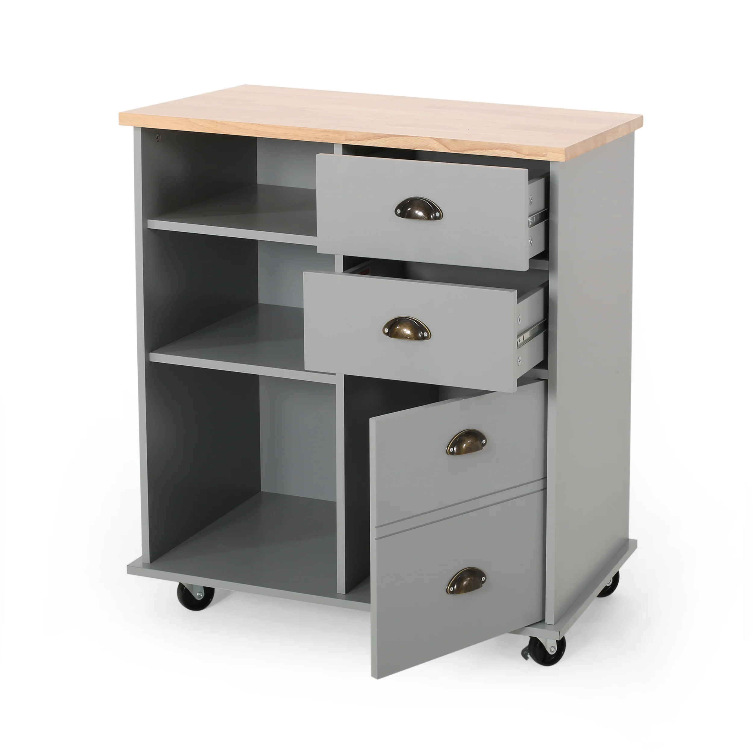 Yohaan Contemporary Kitchen Cart with Wheels - furnishings