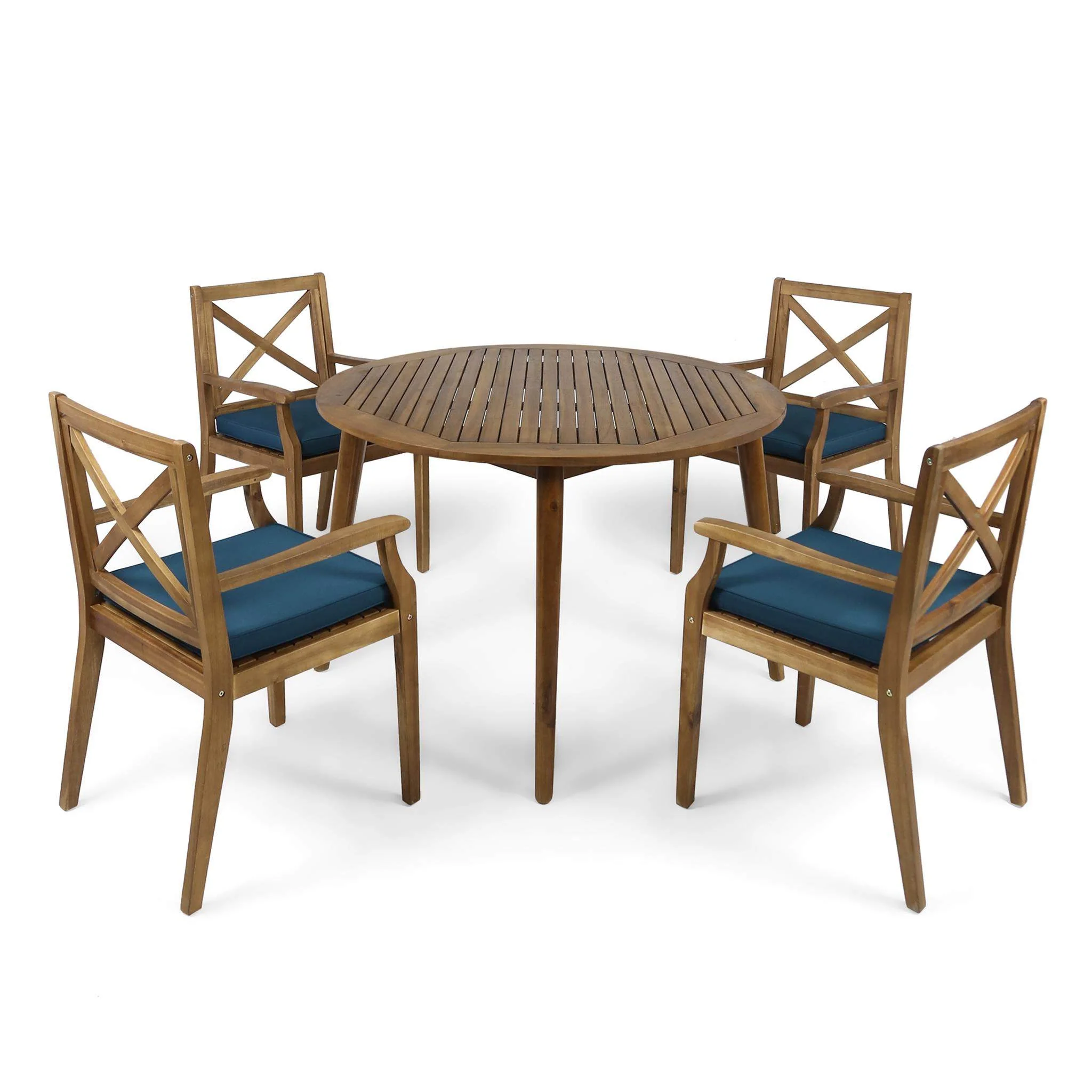 Jenson Outdoor 5 Piece Acacia Wood Dining Set with Cushions - furnishings