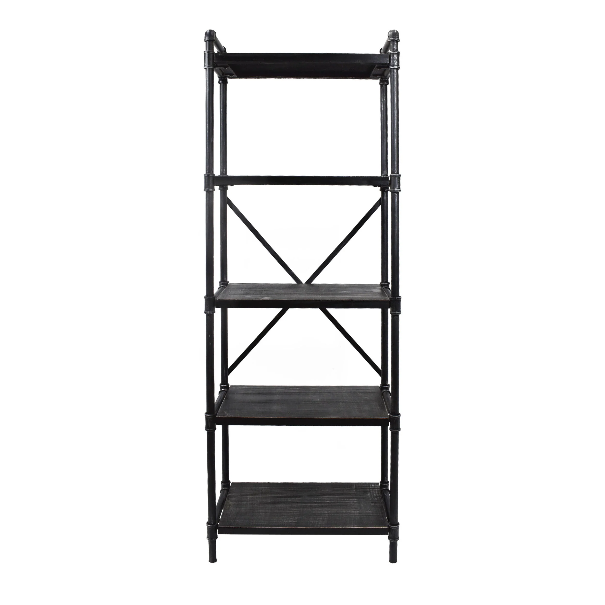 Lina Industrial Pipe Design 5-Shelf Etagere Bookcase - furnishings