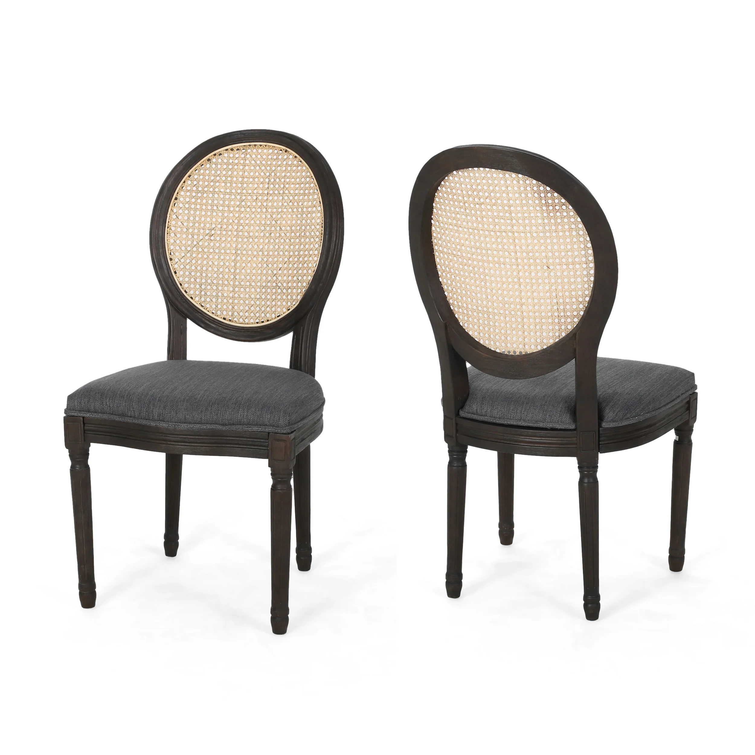 Laney French Style Oval Cane Back Dining Chairs (Set of 2) - furnishings