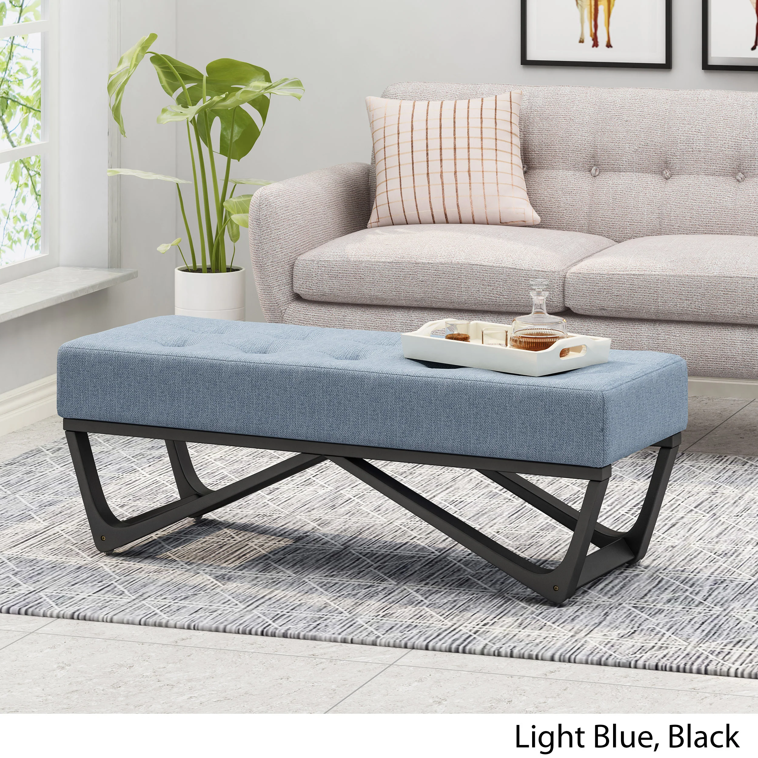 Emily Contemporary Fabric Ottoman Bench - furnishings