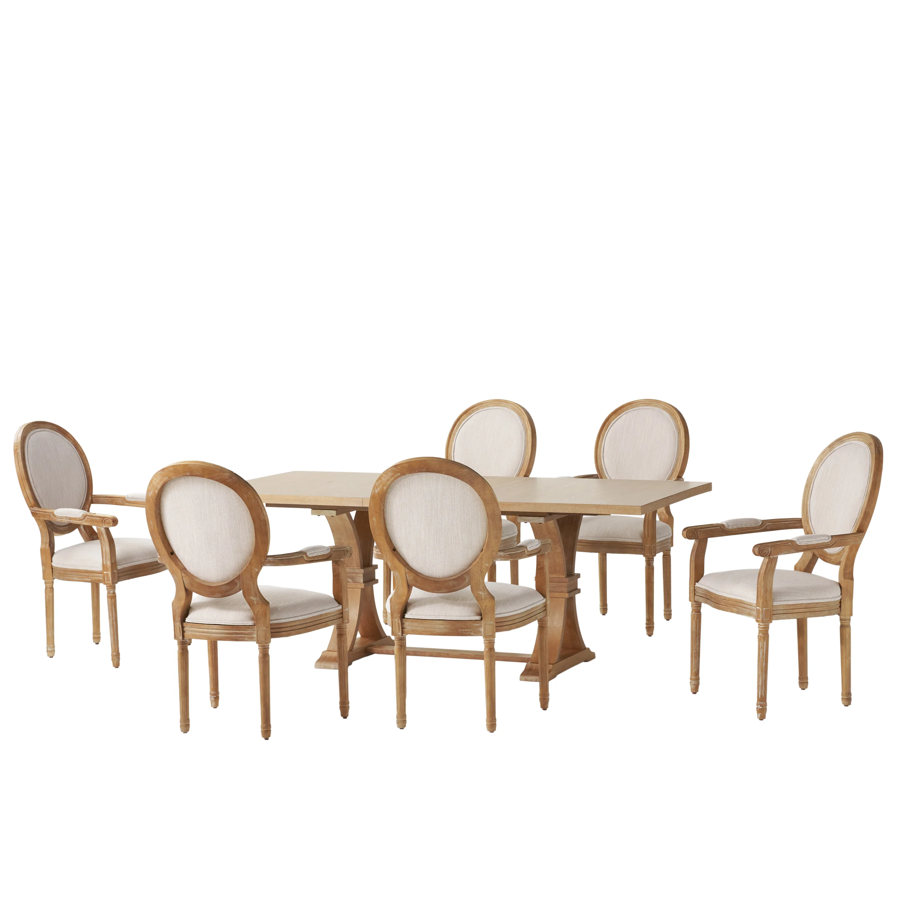 Aisenbrey French Country Wood 7-Piece Expandable Dining Set - furnishings