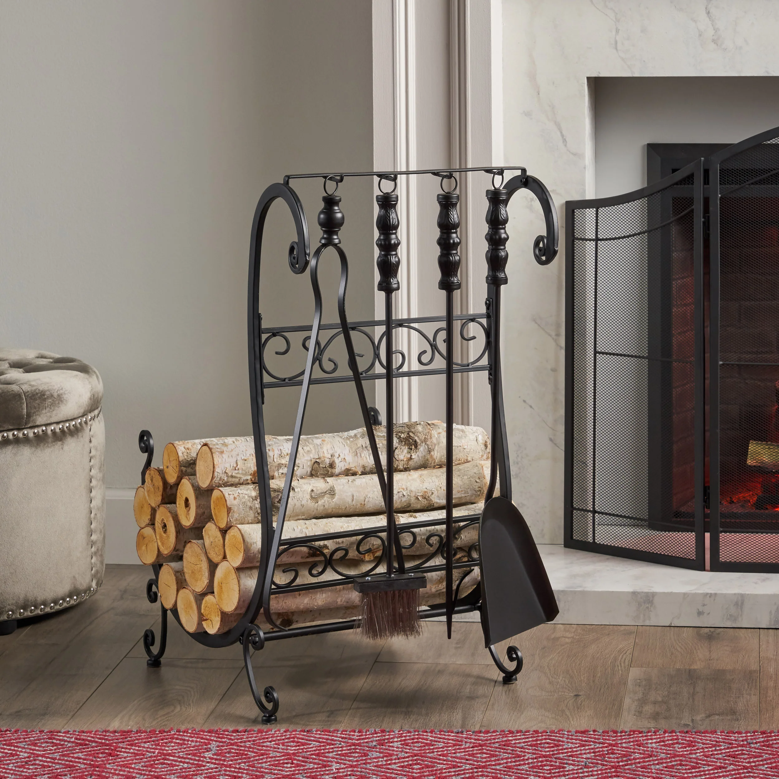 Kaladin Log Rack and Tool Set - furnishings