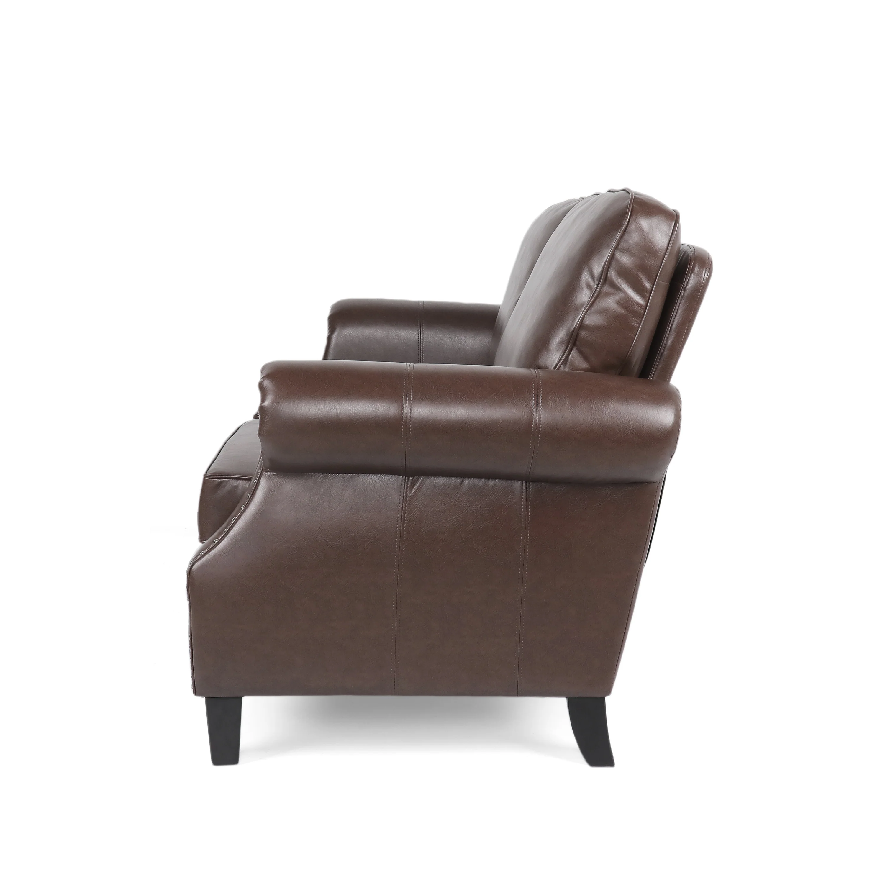 Pochelon Contemporary Faux Leather Loveseat with Nailhead Trim - furnishings