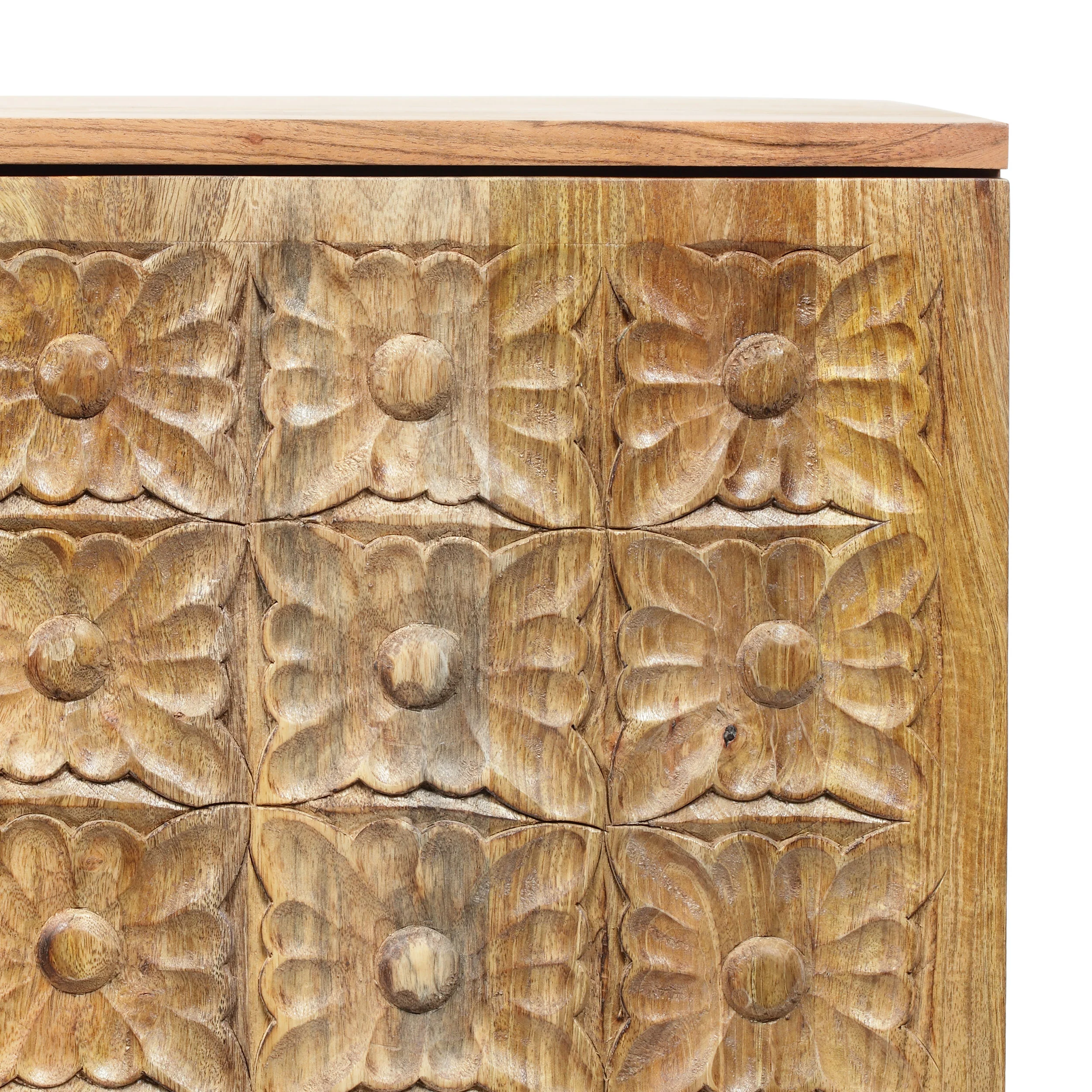 Lytle Handcrafted Boho Acacia Wood 2 Door Cabinet, Natural - furnishings