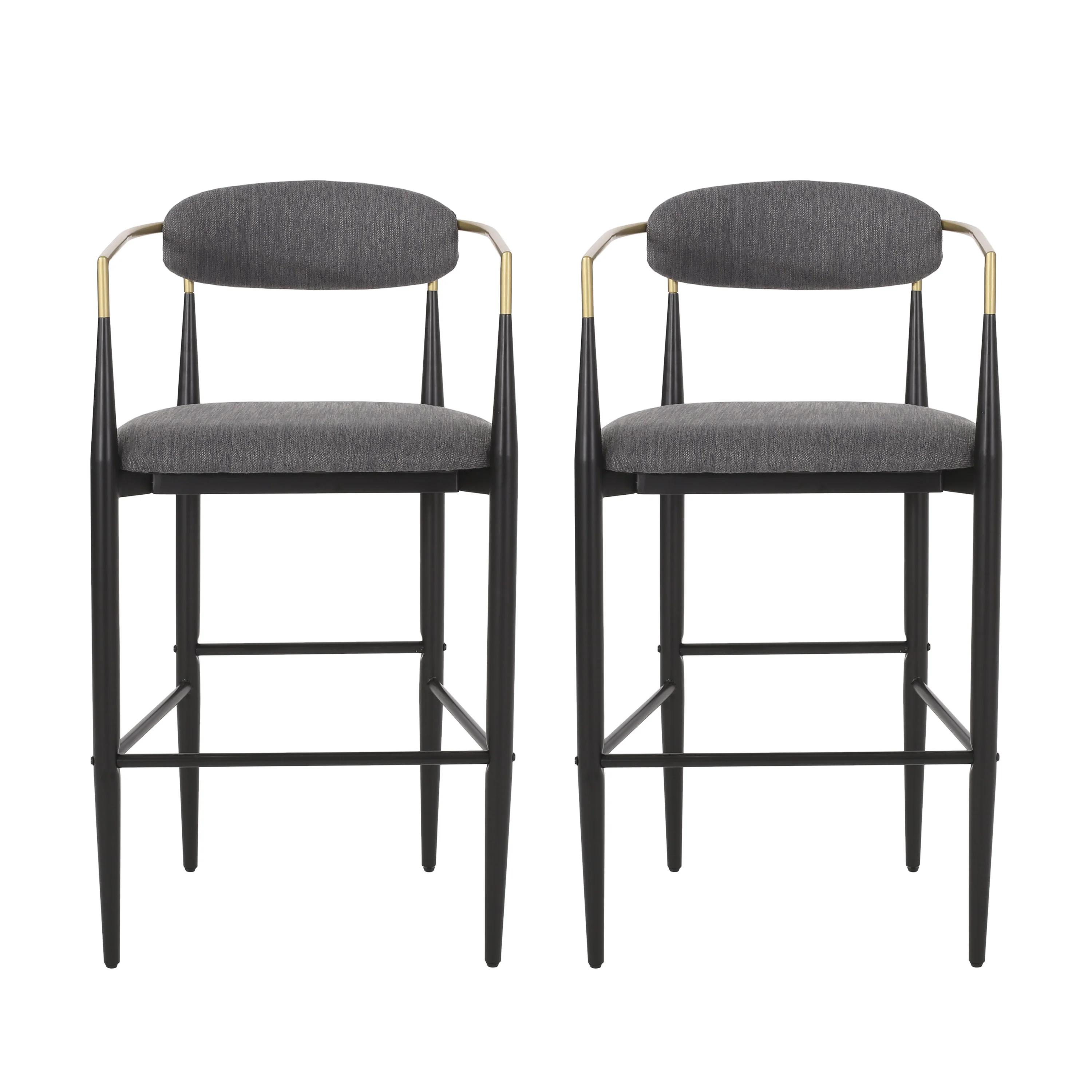Camas Modern Fabric Upholstered Iron 30 Inch Barstools Set of 2 - furnishings