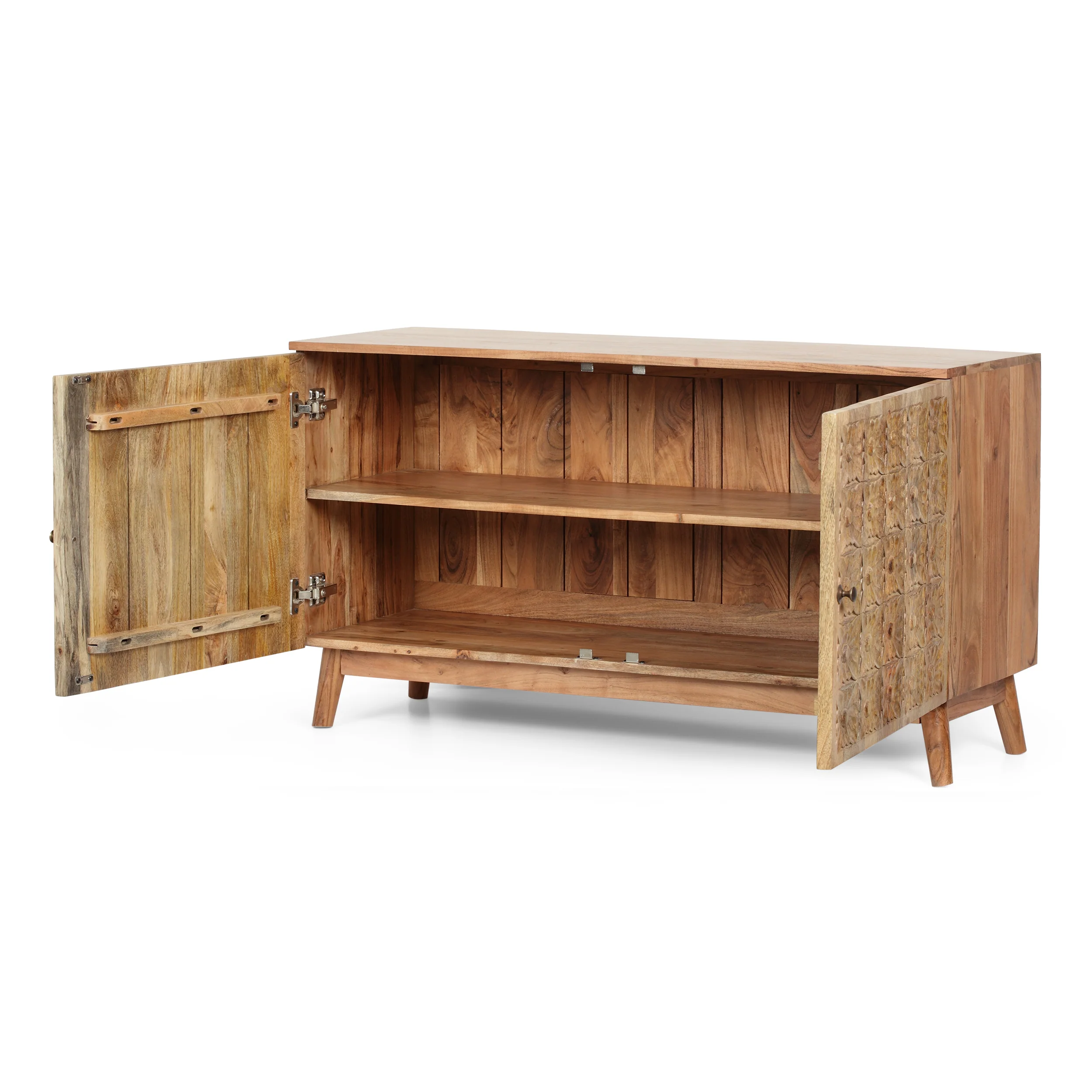 Lytle Handcrafted Boho Acacia Wood 2 Door Cabinet, Natural - furnishings