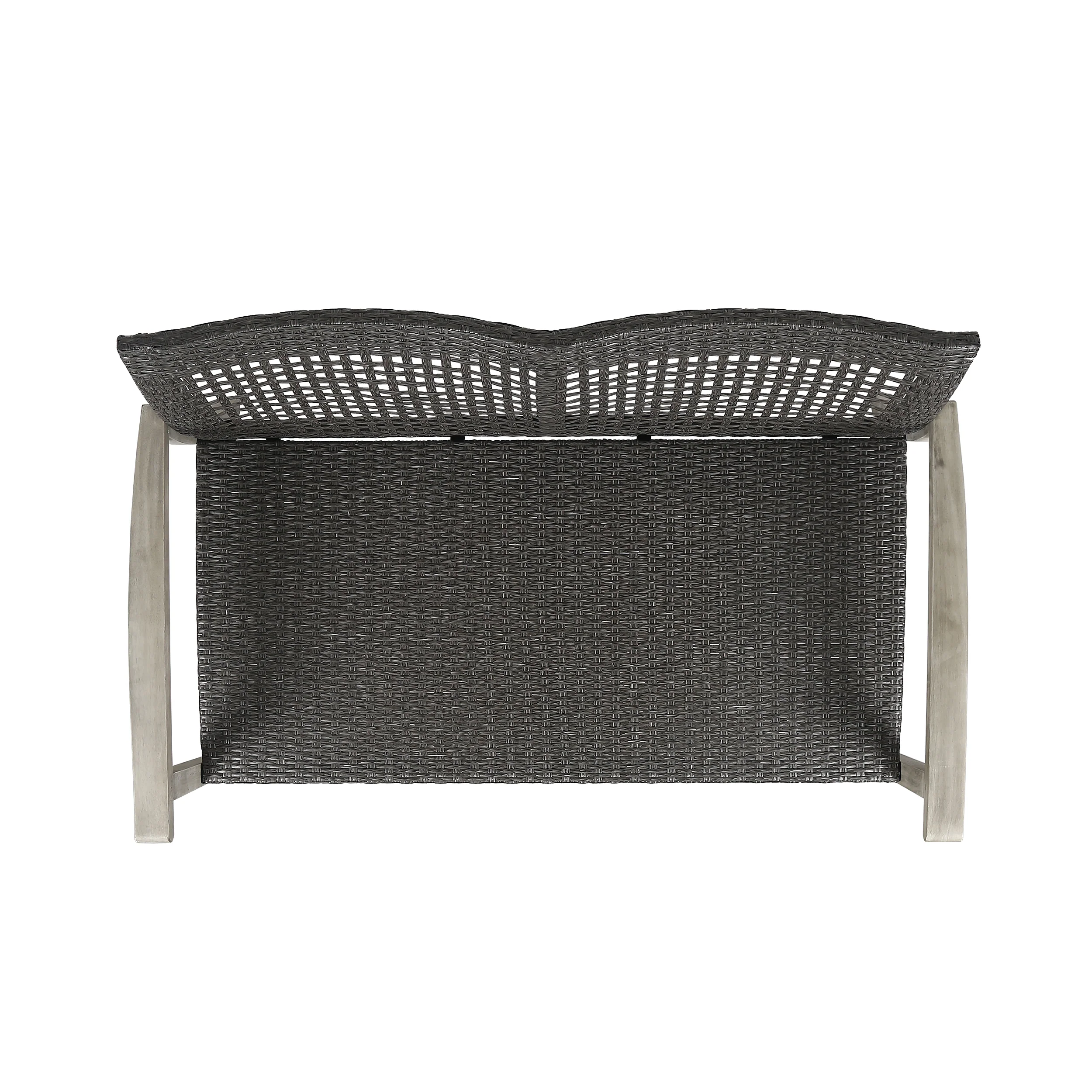 Marcia Outdoor Wood and Wicker Loveseat - furnishings
