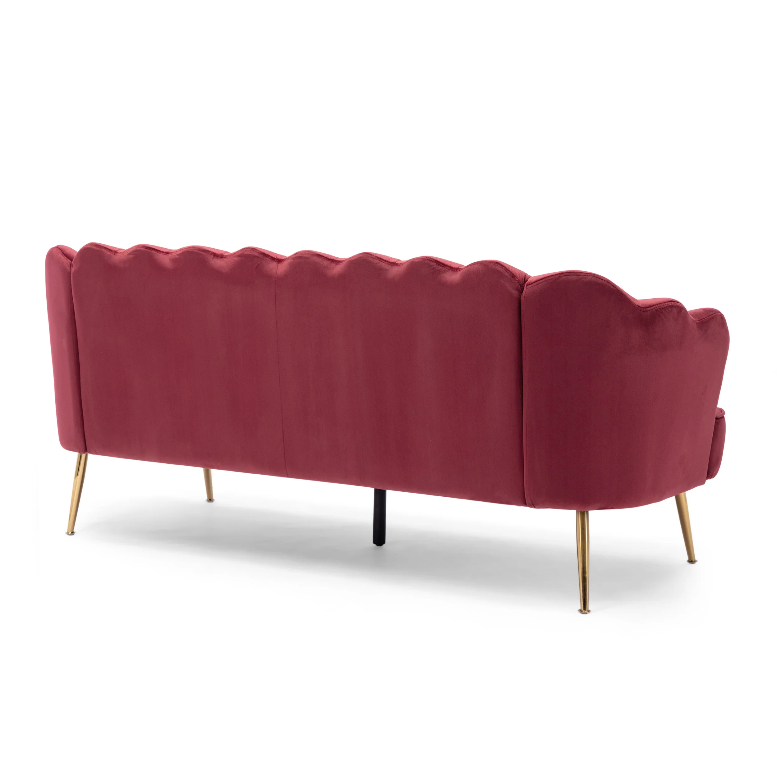 Ohnstad Modern Glam Velvet Channel Stitch 3 Seater Shell Sofa - furnishings