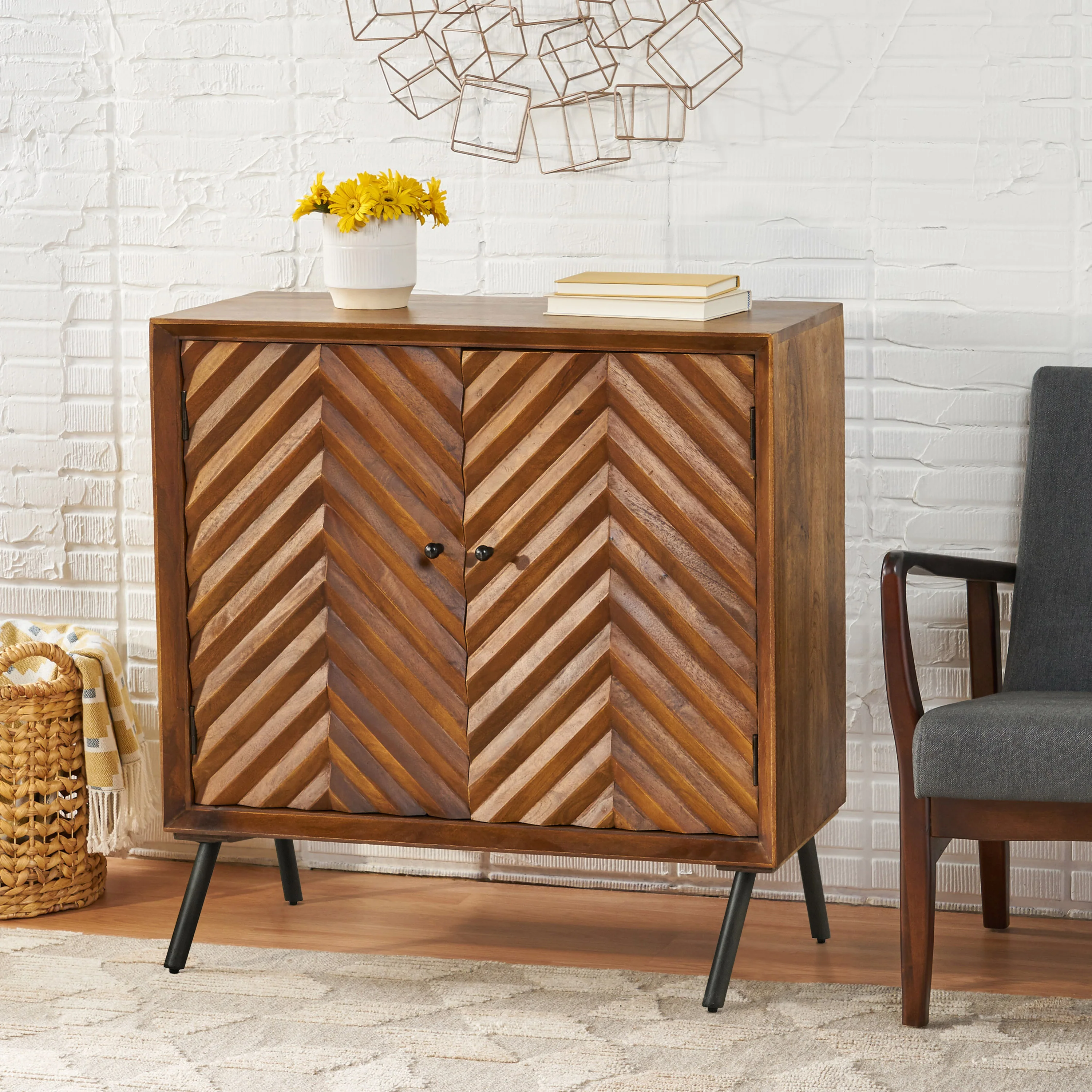 Yordani Mid-Century Modern Handcrafted Mango Wood Sideboard - furnishings